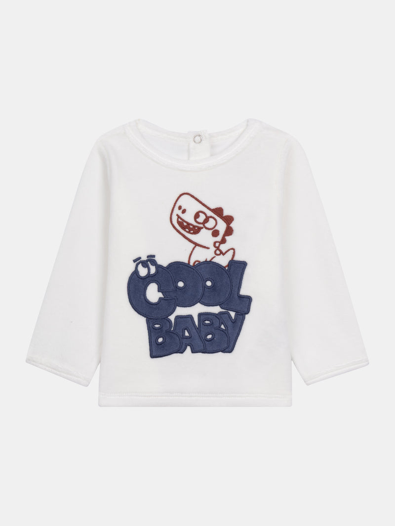 Pyjama 2 pièces en velours dinosaure et rayures pour bébé garçon