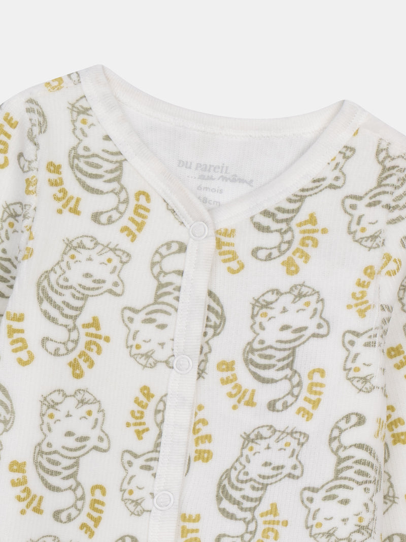 Grenouillère en velours imprimé tigres pour bébé garçon