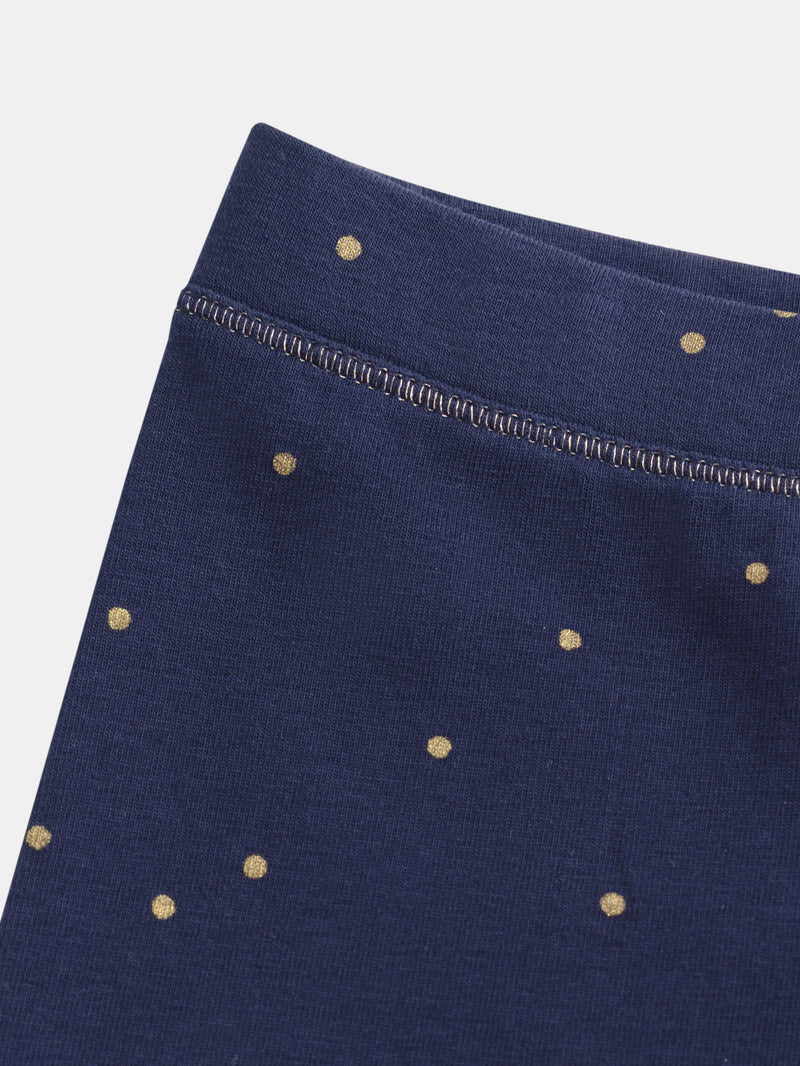 Leggings azul marinho com bolinhas para meninas