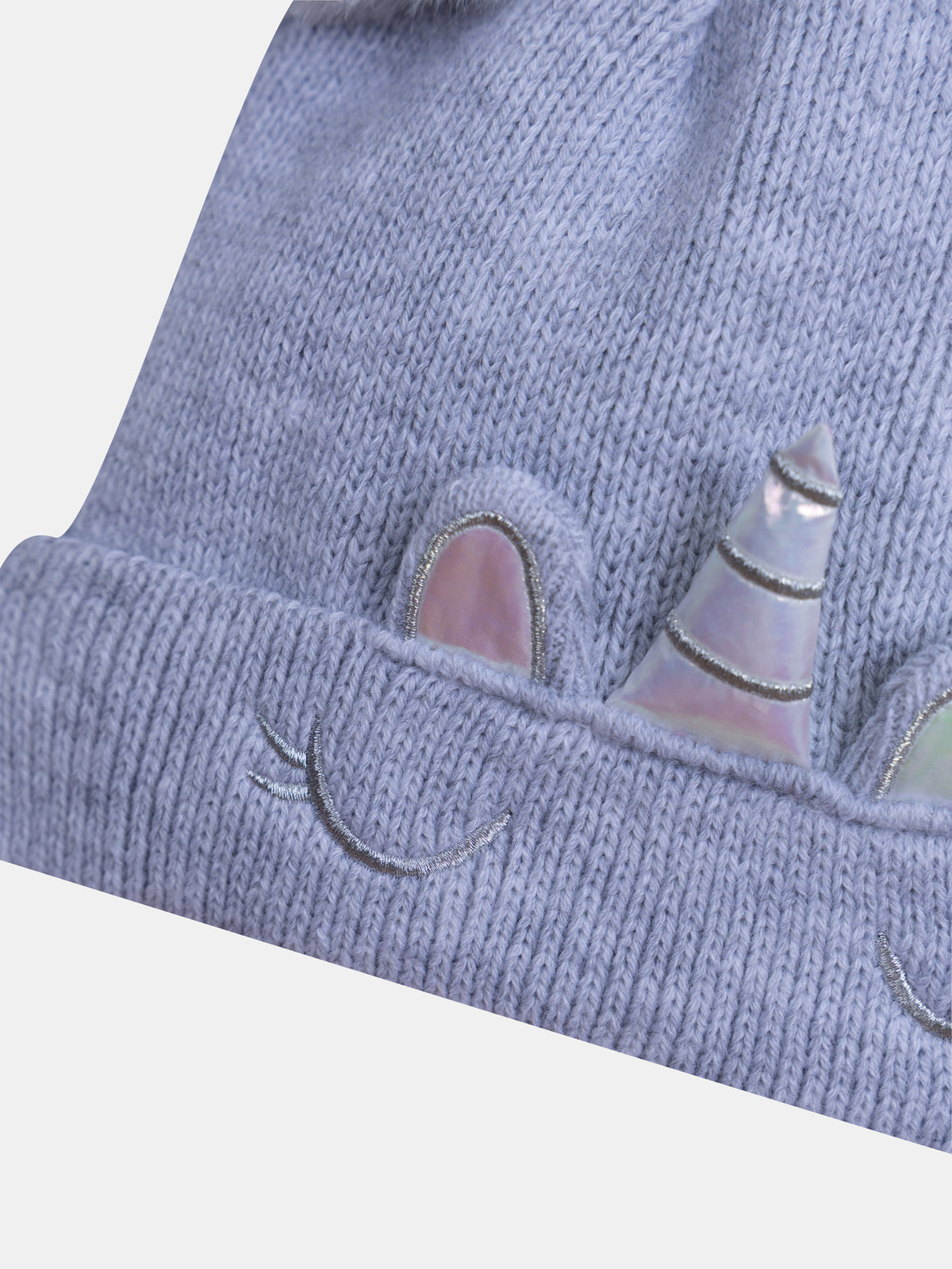 Bonnet gris licorne pour fille