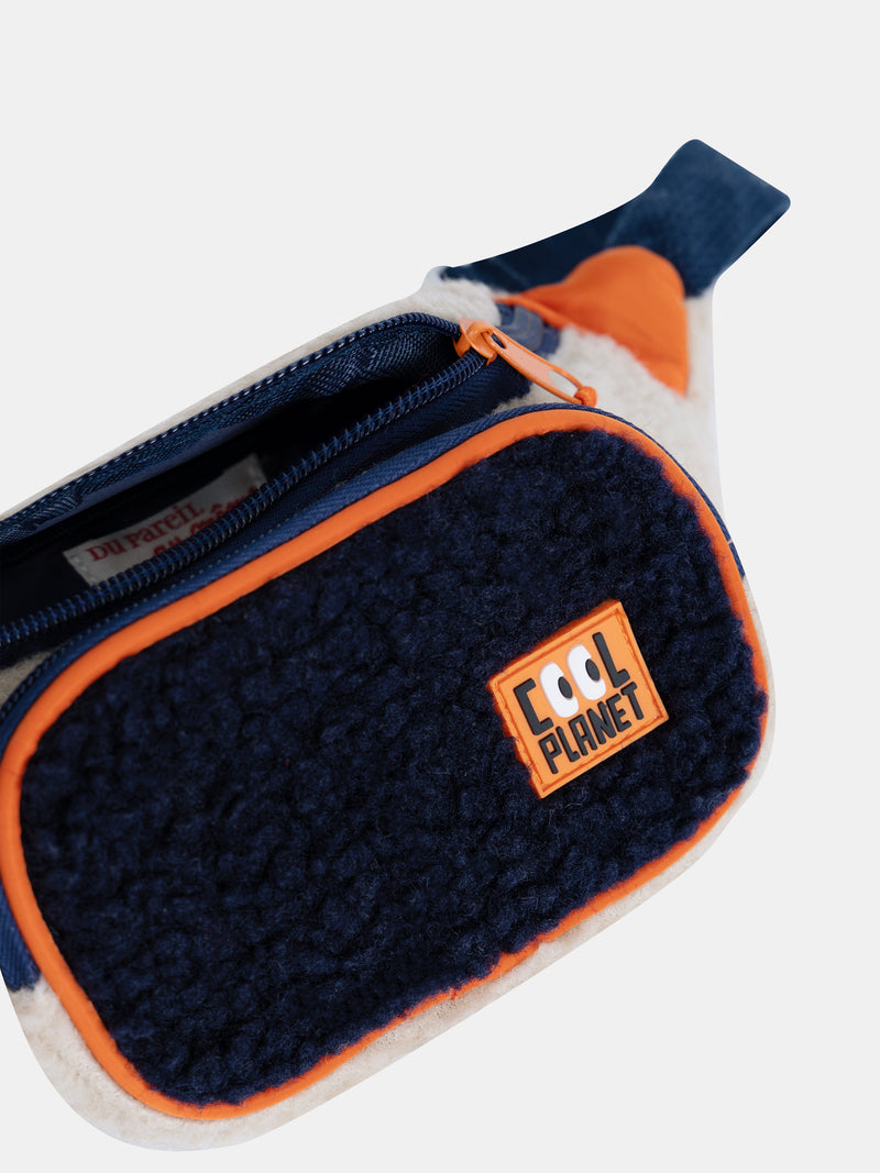 Bolsa Bege com Pele Sintética e Montagem Tricolor para Rapazes