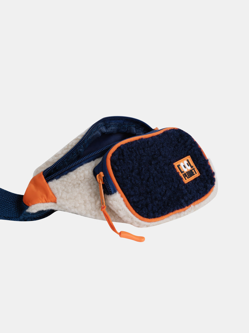 Bolsa Bege com Pele Sintética e Montagem Tricolor para Rapazes