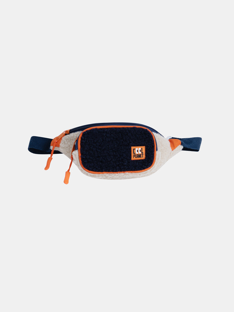 Bolsa Bege com Pele Sintética e Montagem Tricolor para Rapazes