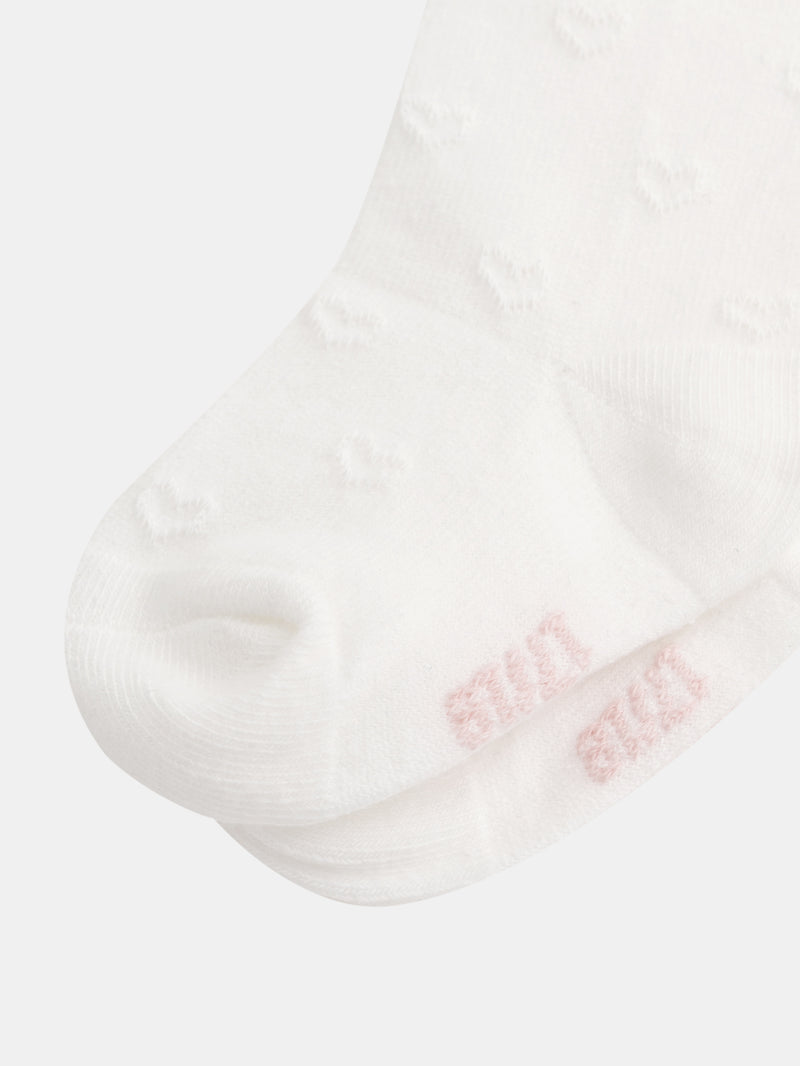 Collants ecru com corações em corte para meninas