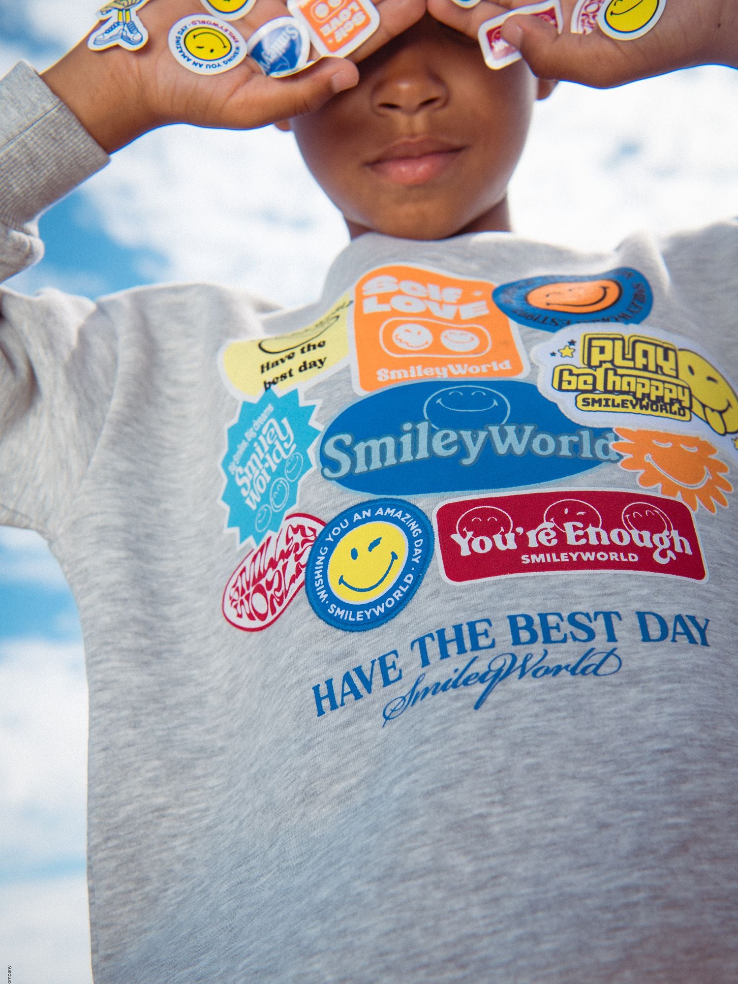 Sweat gris chiné à imprimé SMILEYWORLD pour garçon
