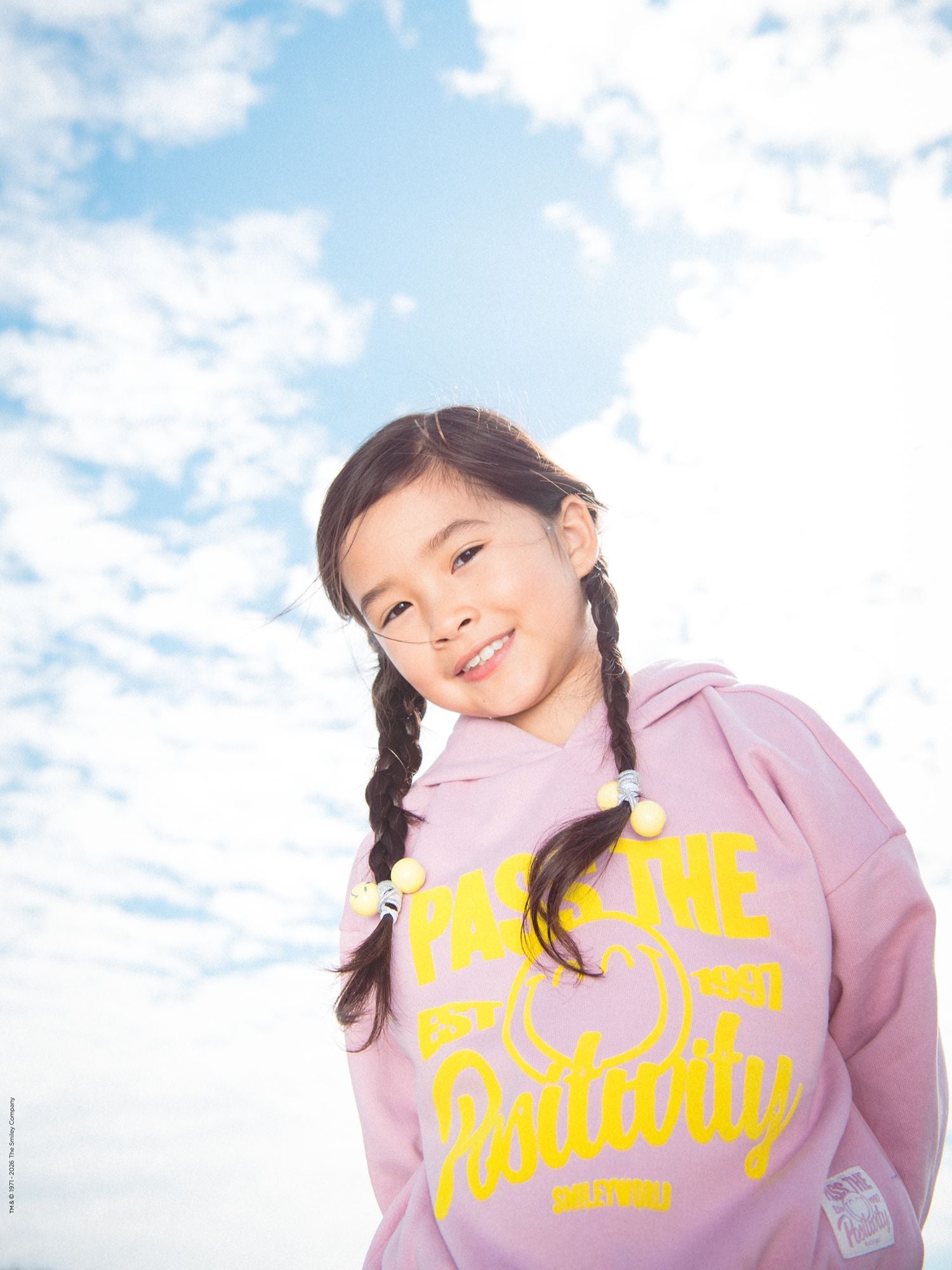Sweat rose à capuche à imprimé SMILEYWORLD pour fille