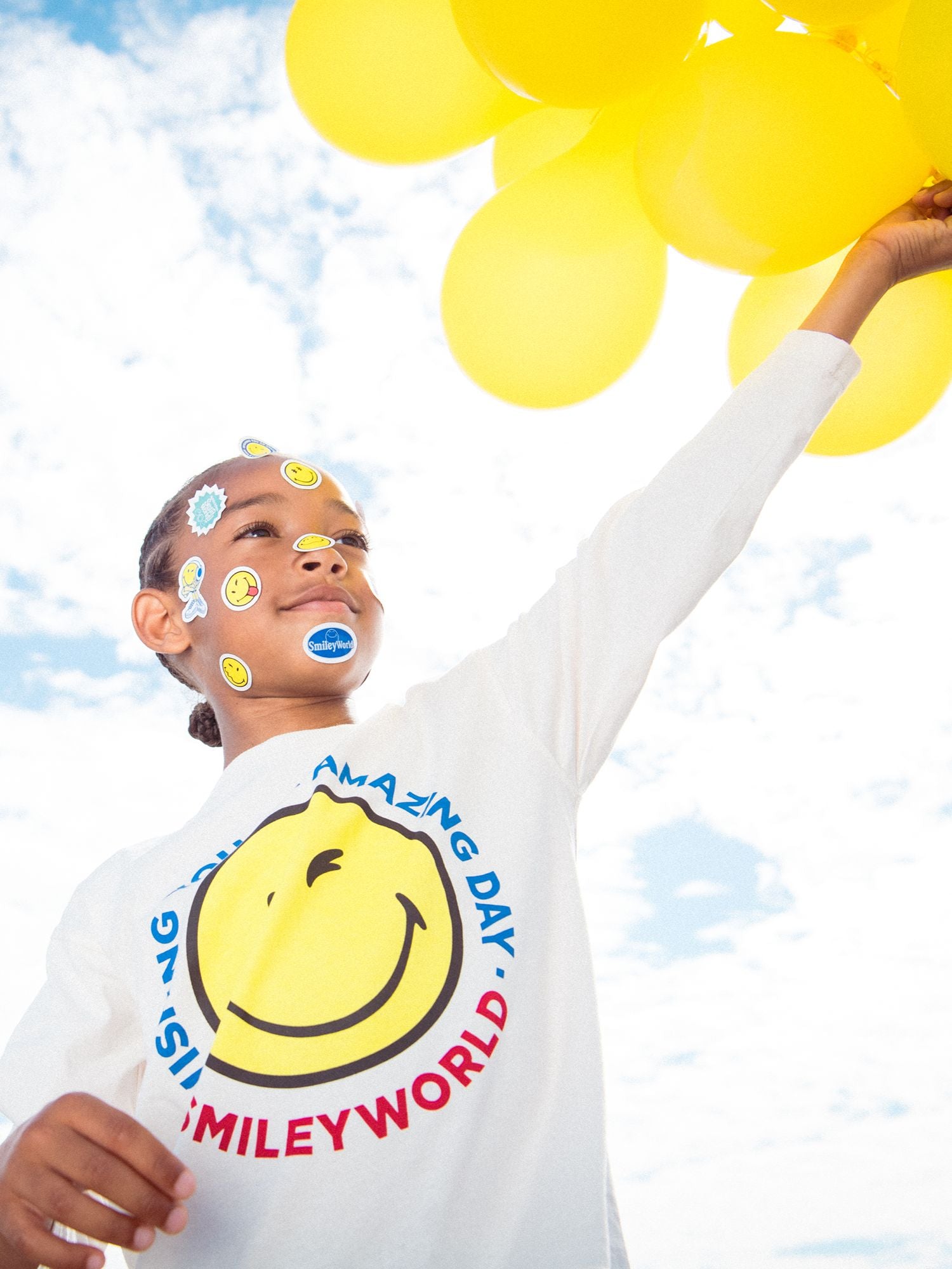 T-shirt écru à manches longues à imprimé SMILEYWORLD pour garçon