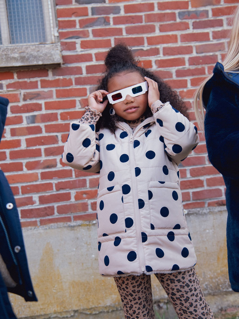 Parka reversível com bolinhas para meninas