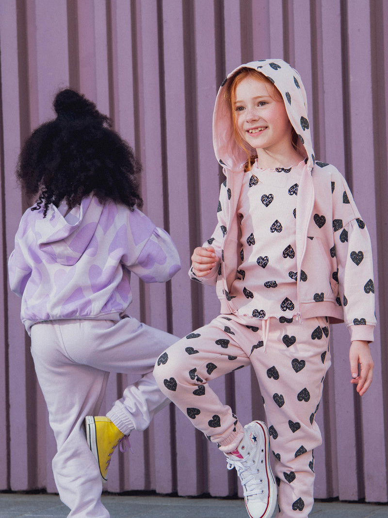 Calças de jogging roxas claras para menina