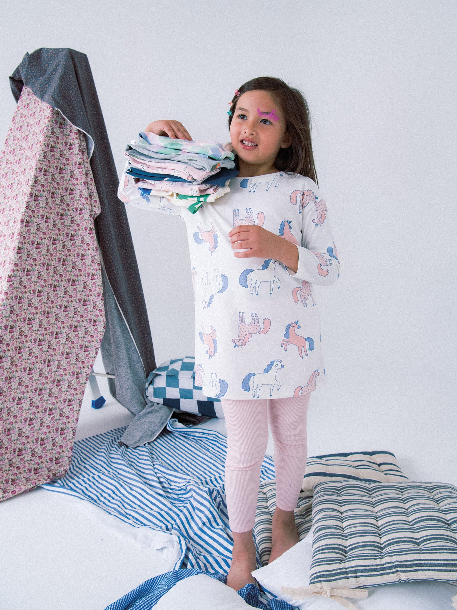 Pyjama tunique  imprimé Licornes phosphorescent et legging pour enfant fille