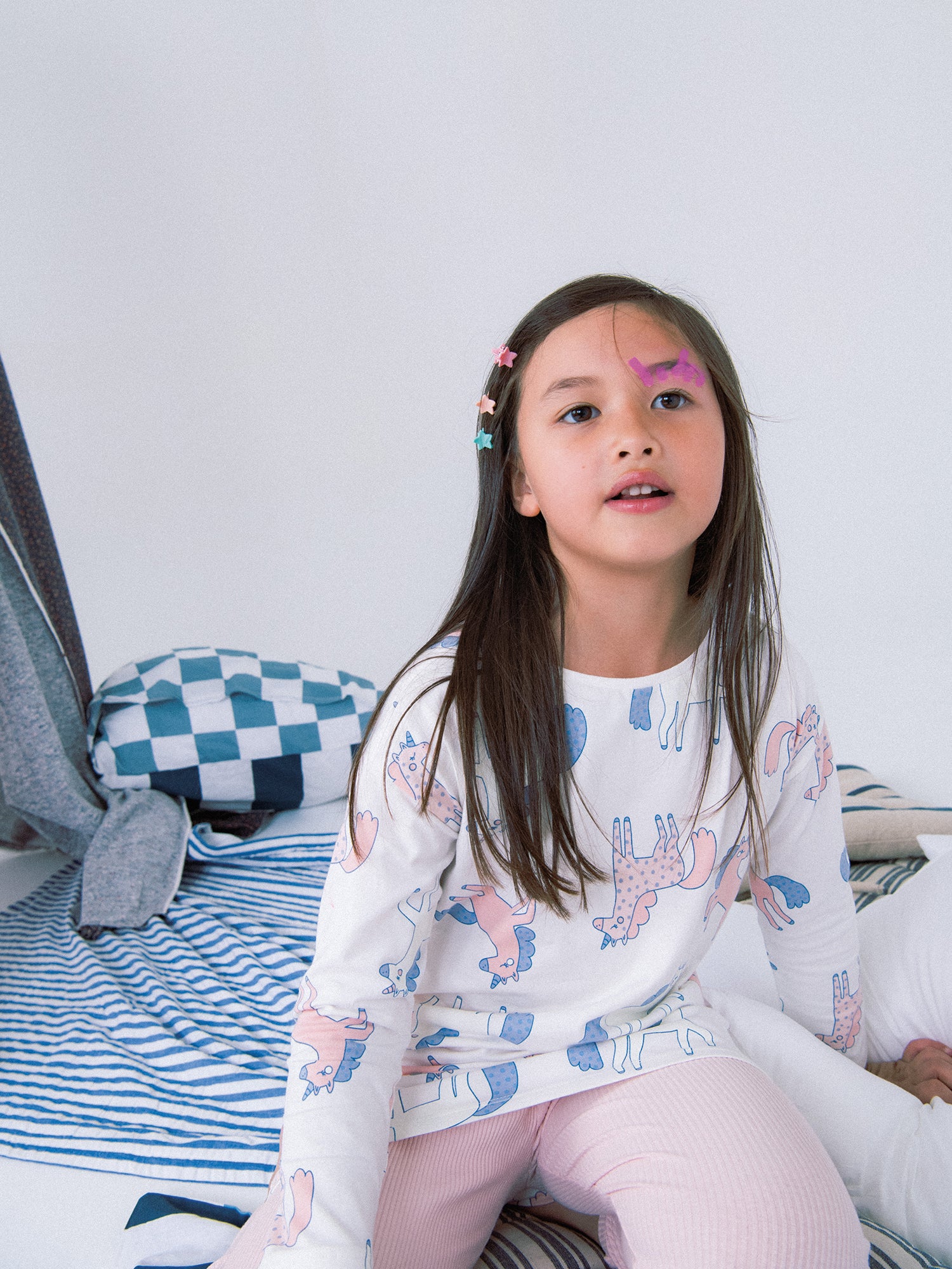Pyjama tunique  imprimé Licornes phosphorescent et legging pour enfant fille