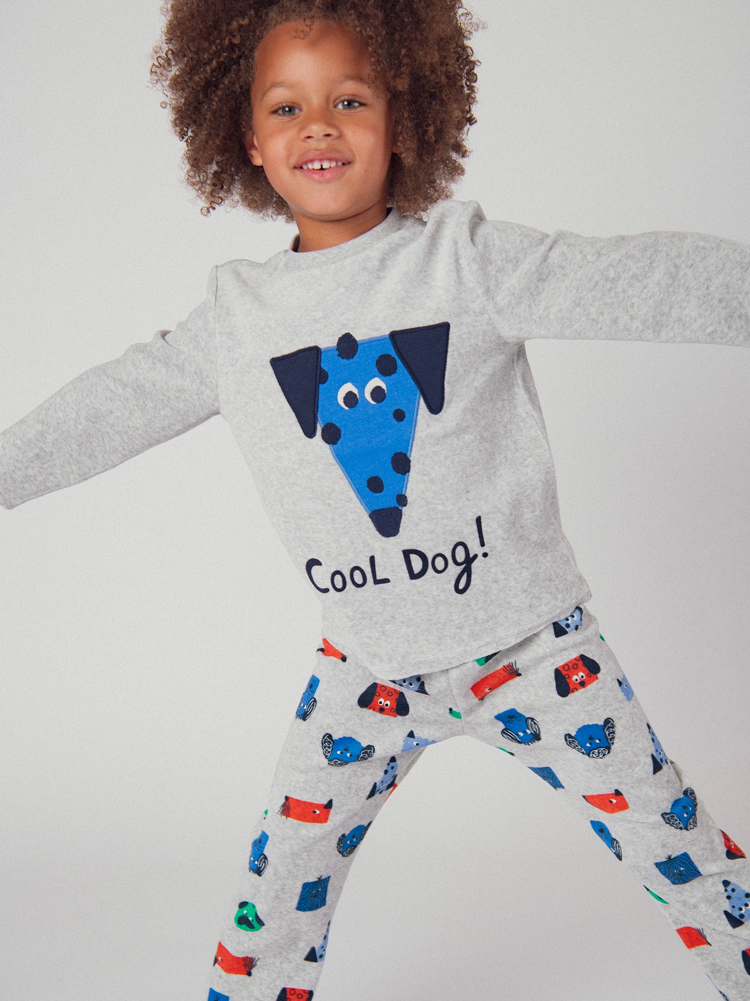Pijama de 2 peças em cinzento melange 'Cool Dog' para menino