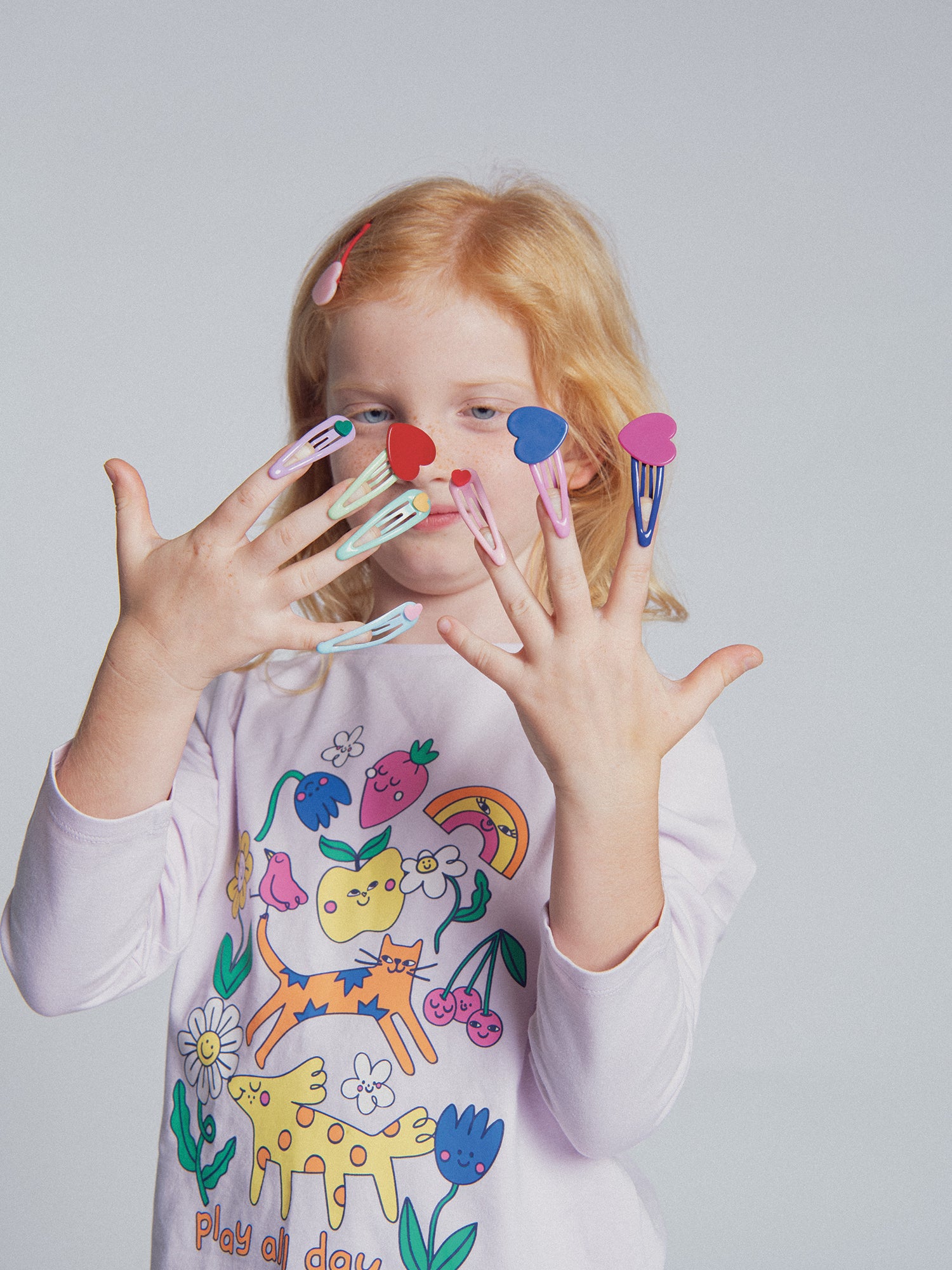 Pijama de 2 peças roxo "Play all day" fosforescente para meninas