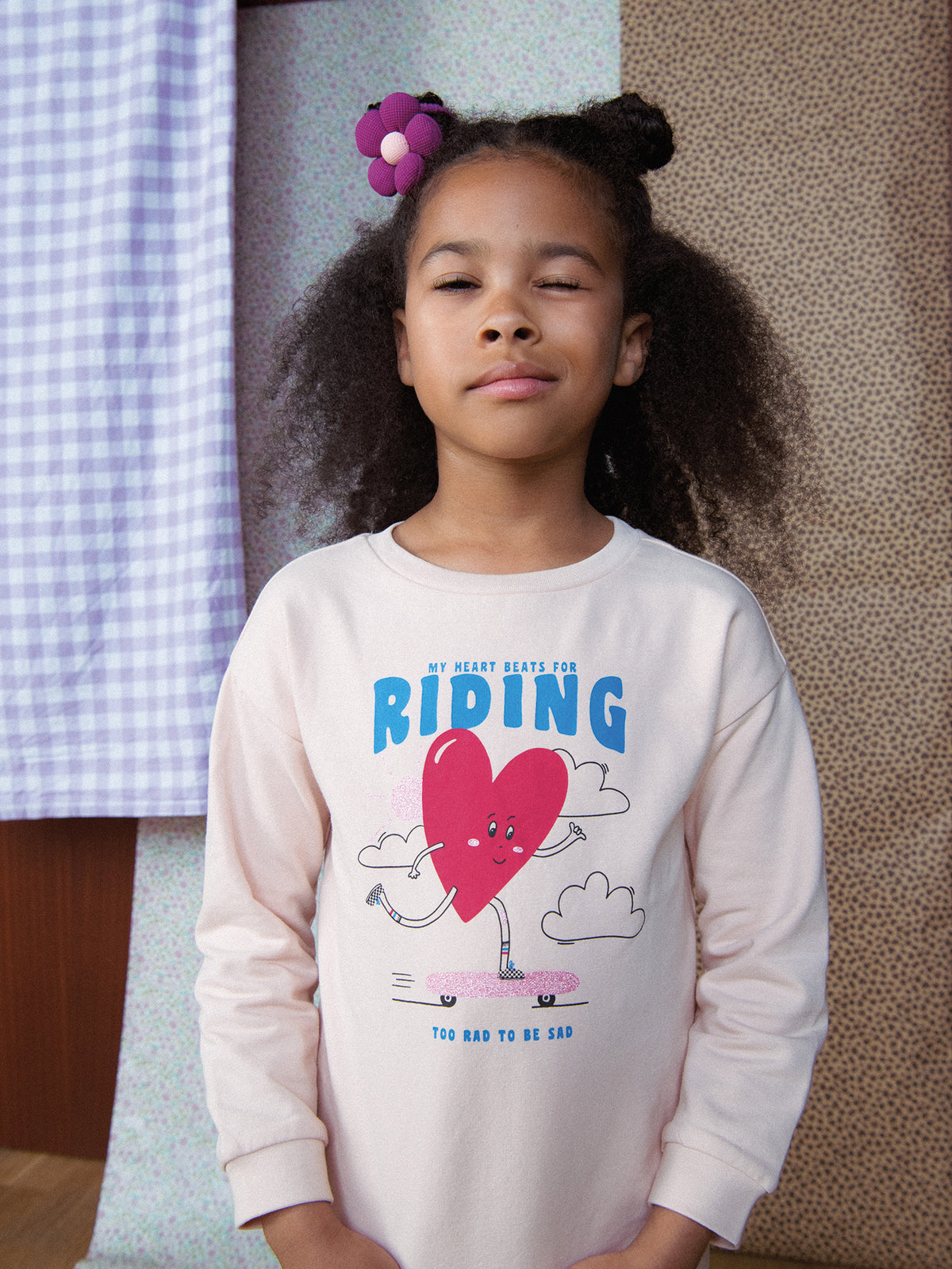 Pijama rosa em fleece "My Heart Beats for Riding" para menina