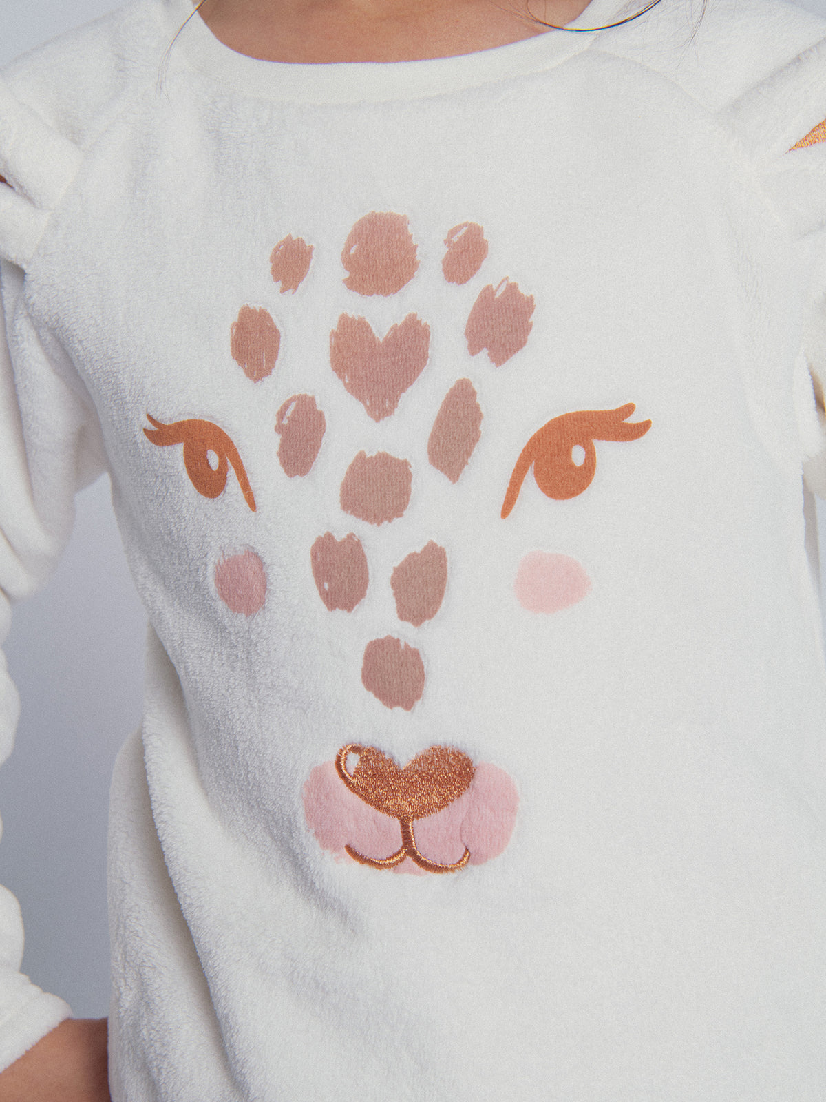 Pijama ecru "Cabeça de Leopardo" para menina