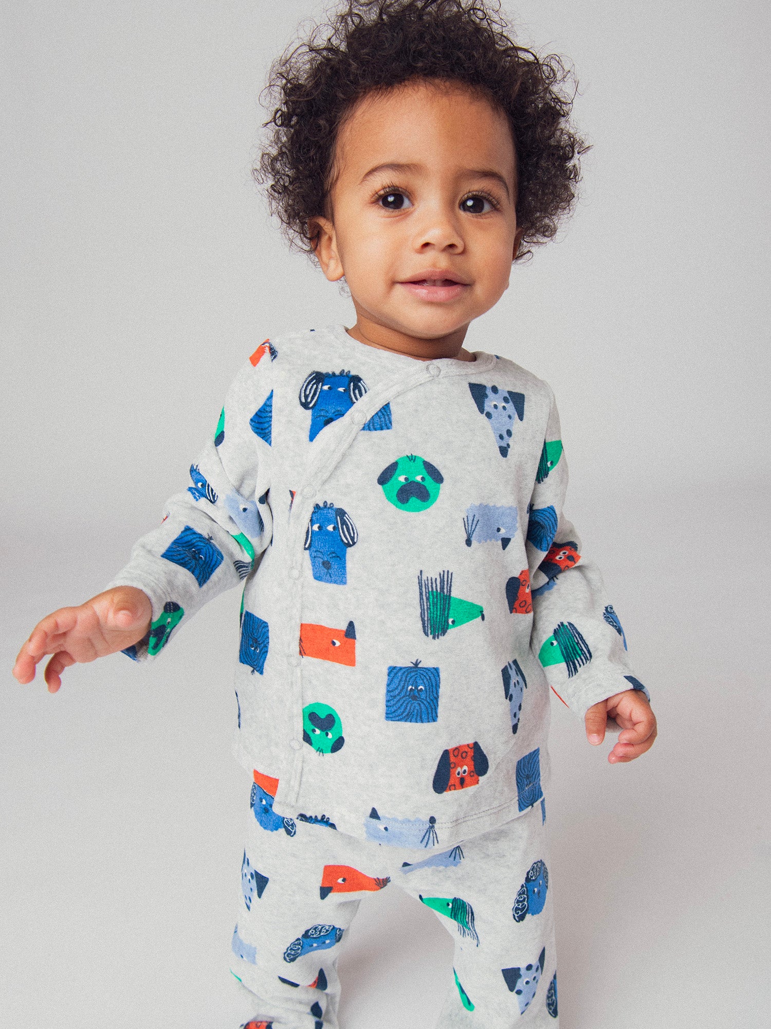 Pyjama 2 pièces gris chine à imprimé chiens pour bébé garçon