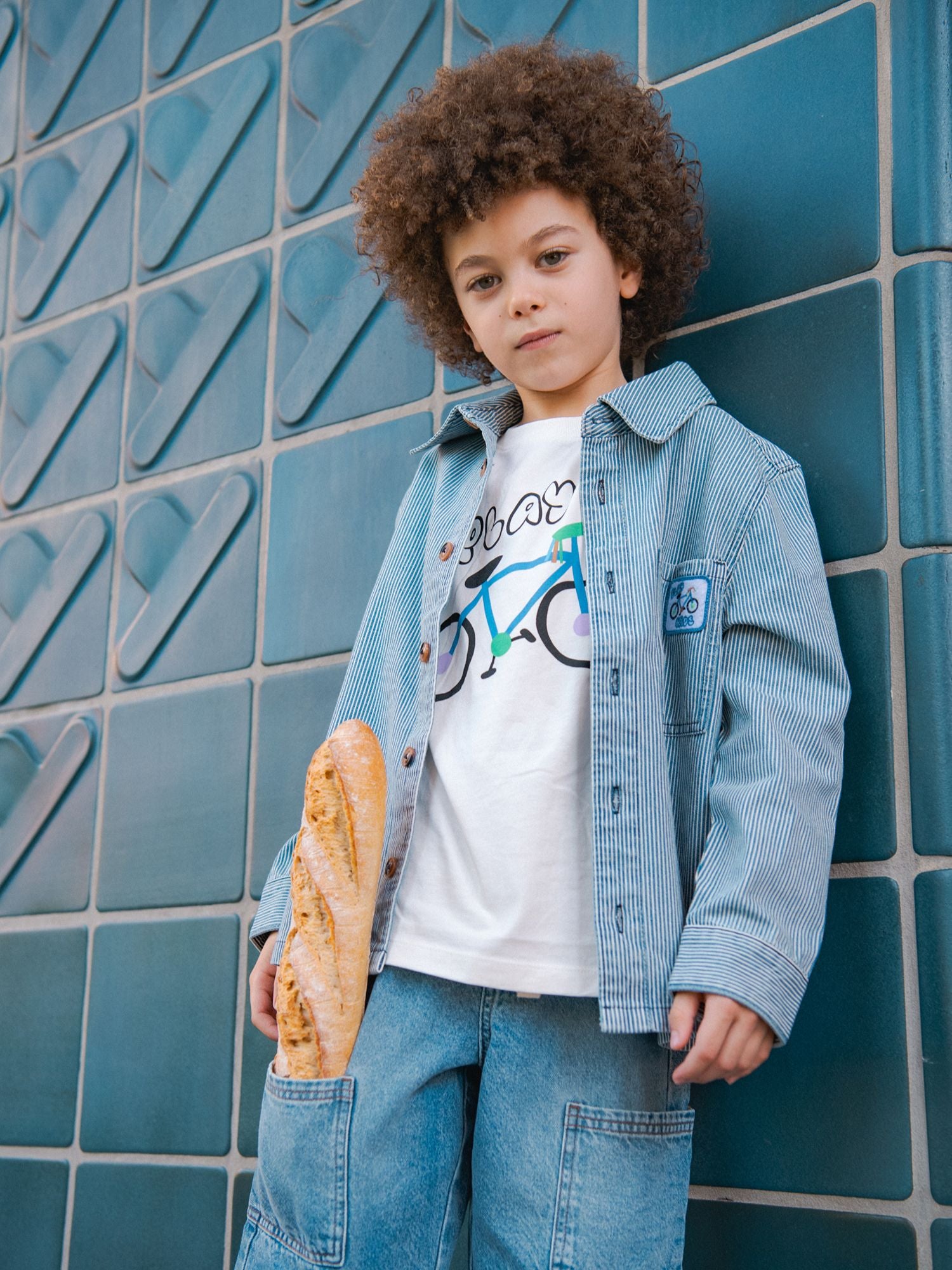 Chemise en denim à rayures bleues et blanches pour garçon