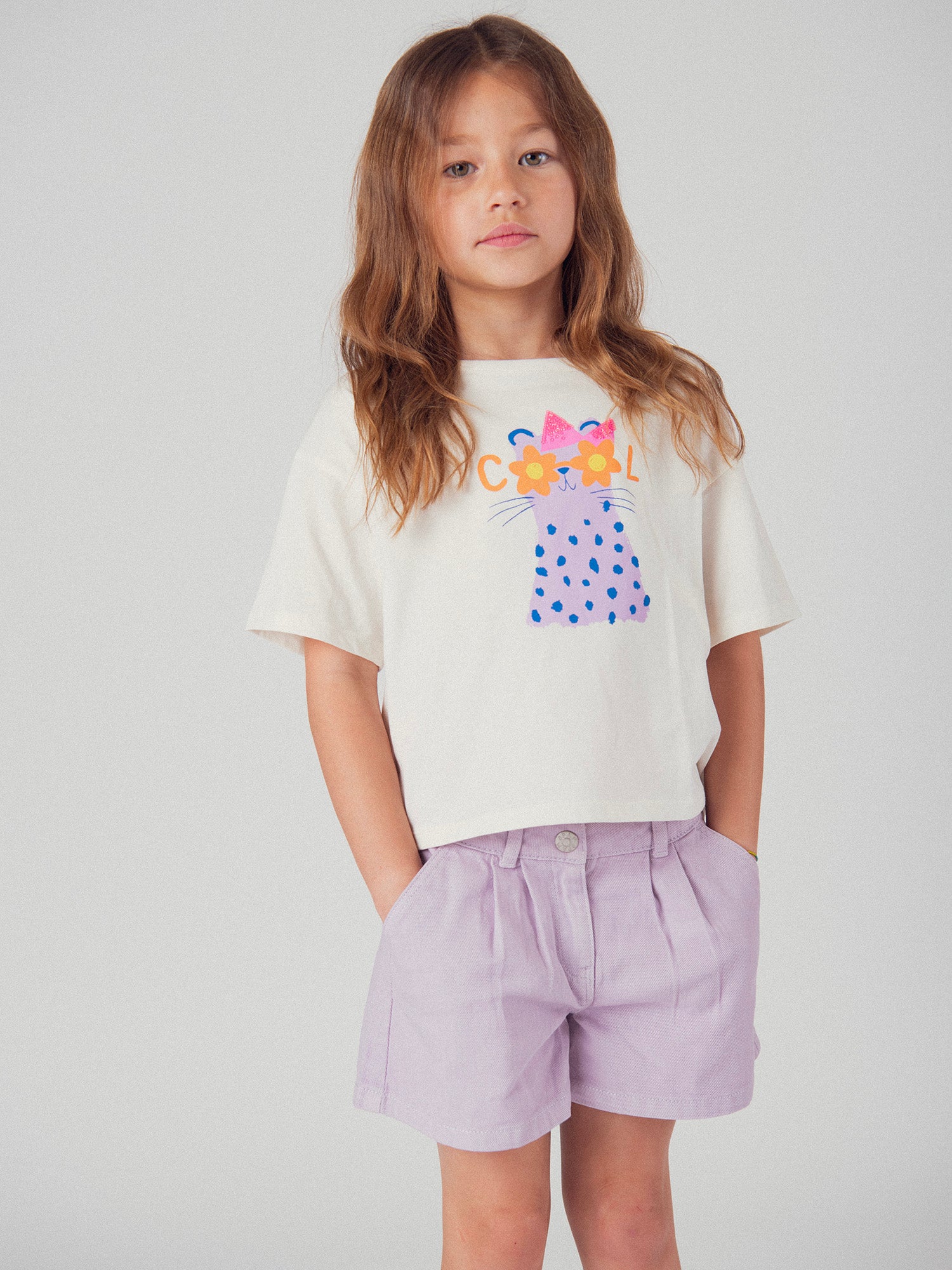 T-shirt écru à animation animale pour fille