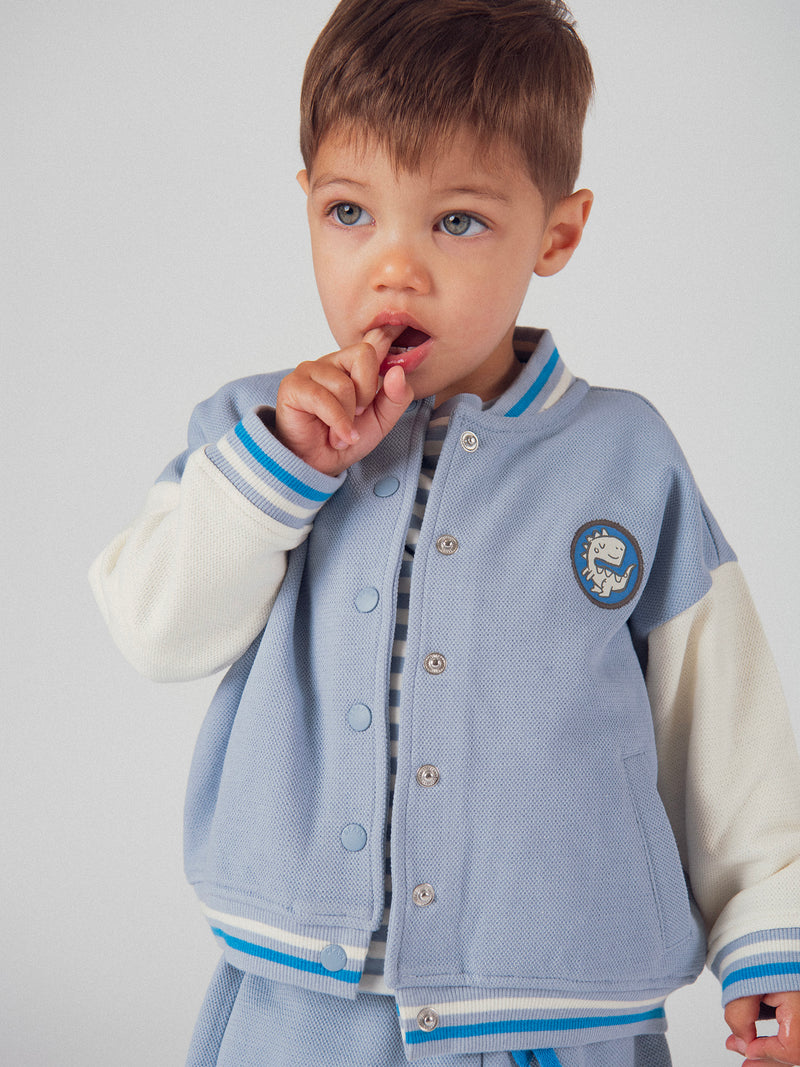 Cardigã bicolor estilo teddy para bebés rapazes