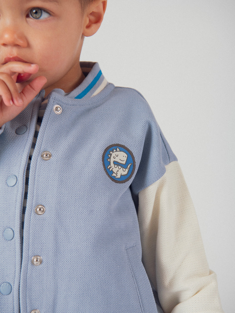 Cardigã bicolor estilo teddy para bebés rapazes