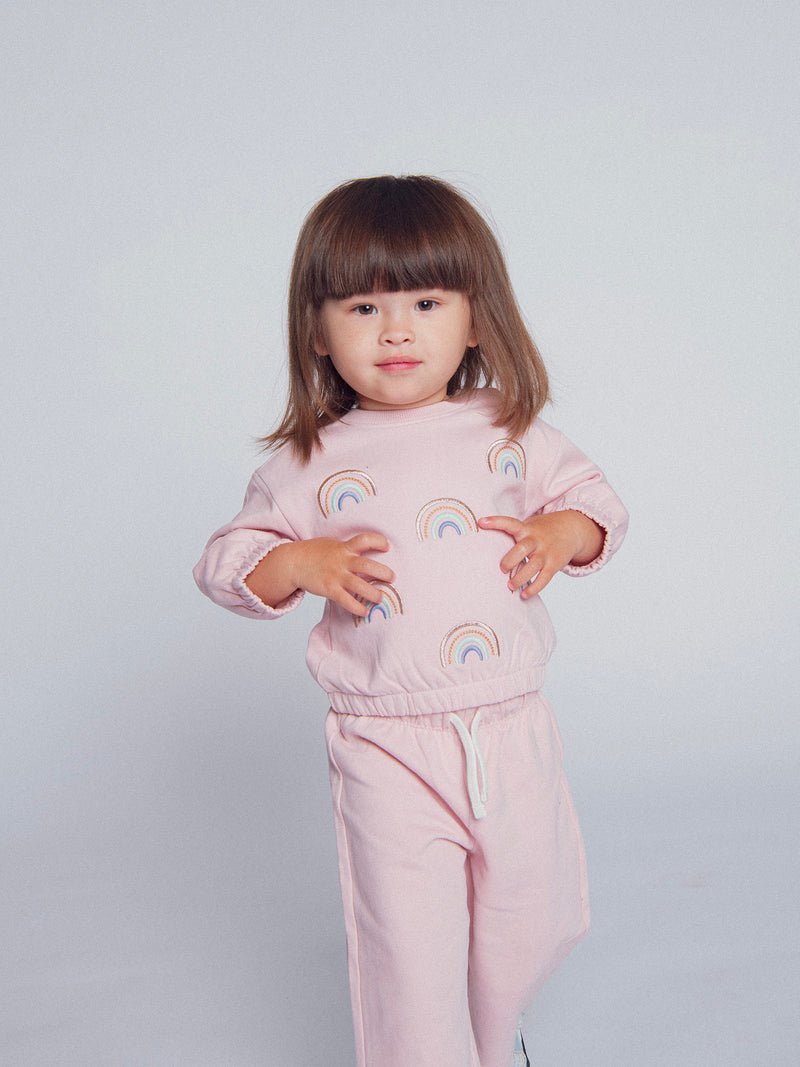 Conjunto de fato de treino e calças rosa "RAINBOW" para menina