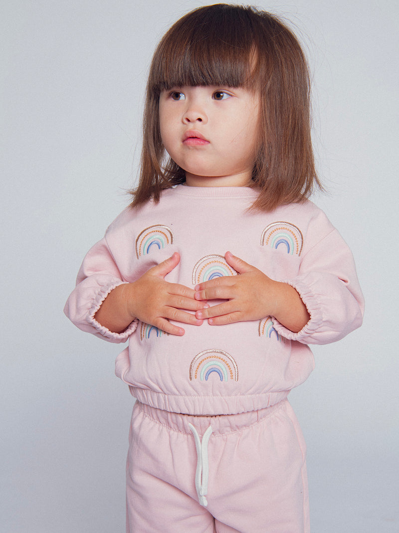 Conjunto de fato de treino e calças rosa "RAINBOW" para menina