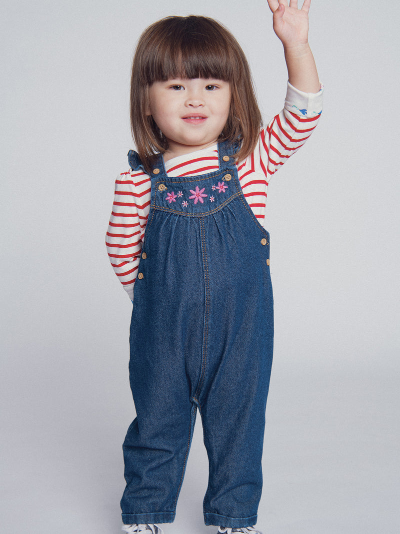 T-shirt reversível ecru e riscada "ARTY SCHOOL" para bebé menina
