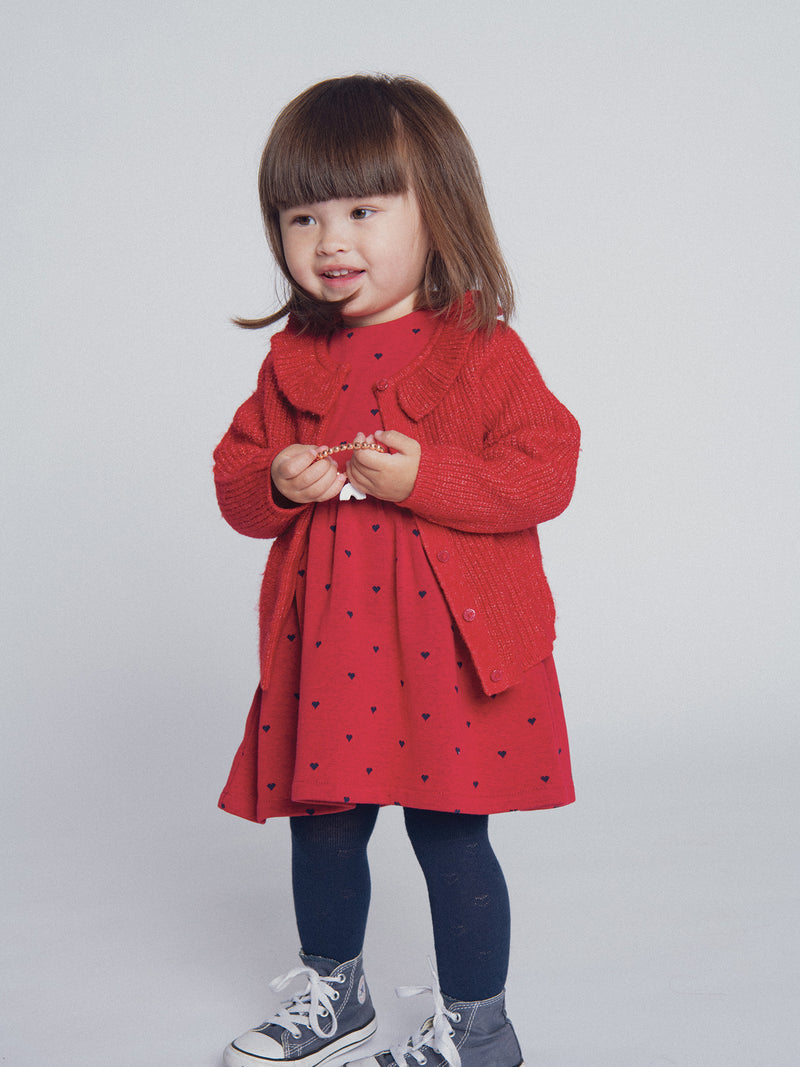 Cardigan vermelho com gola para menina