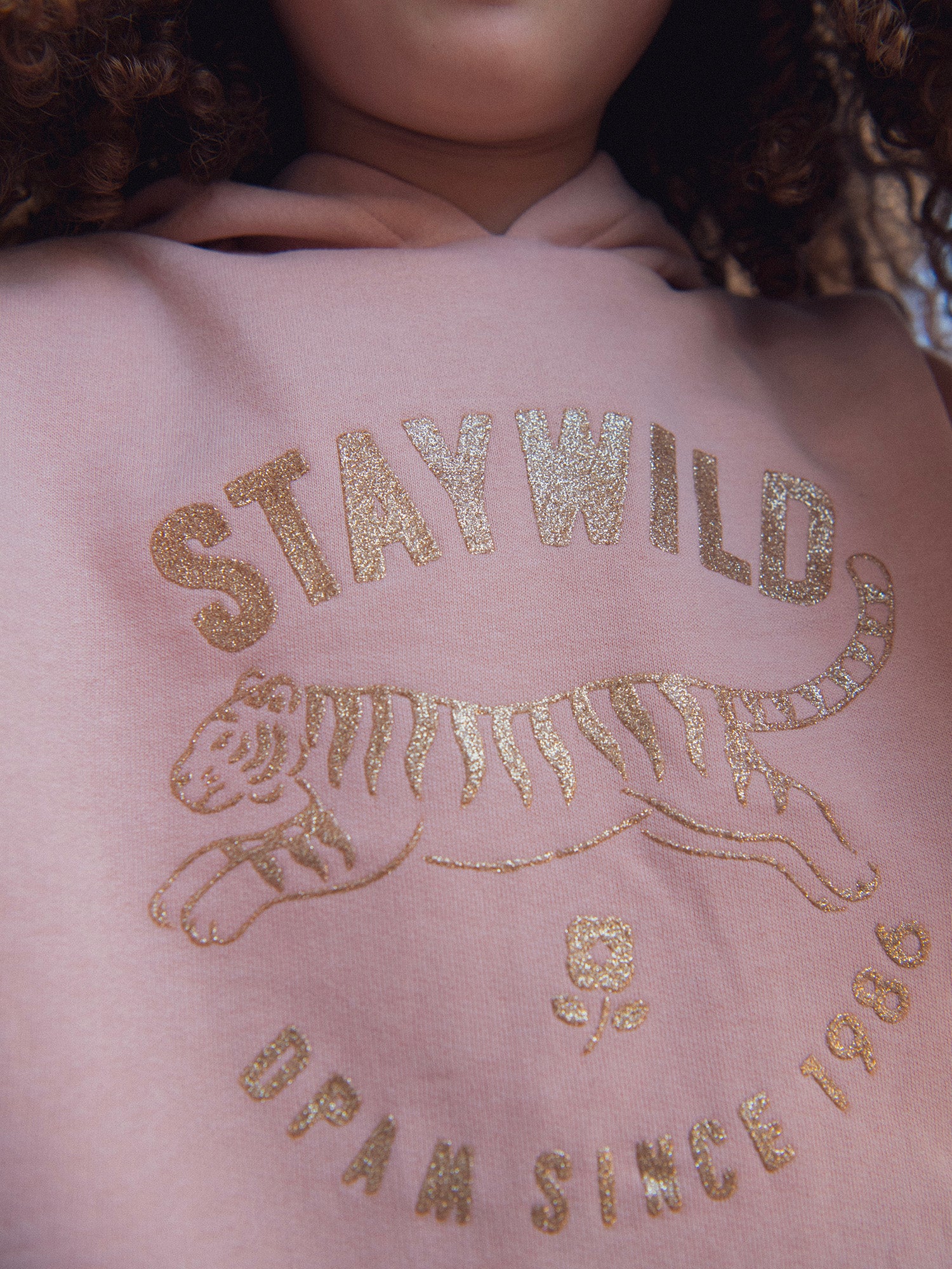 Sweatshirt rosa com capuz e animação de tigre para meninas