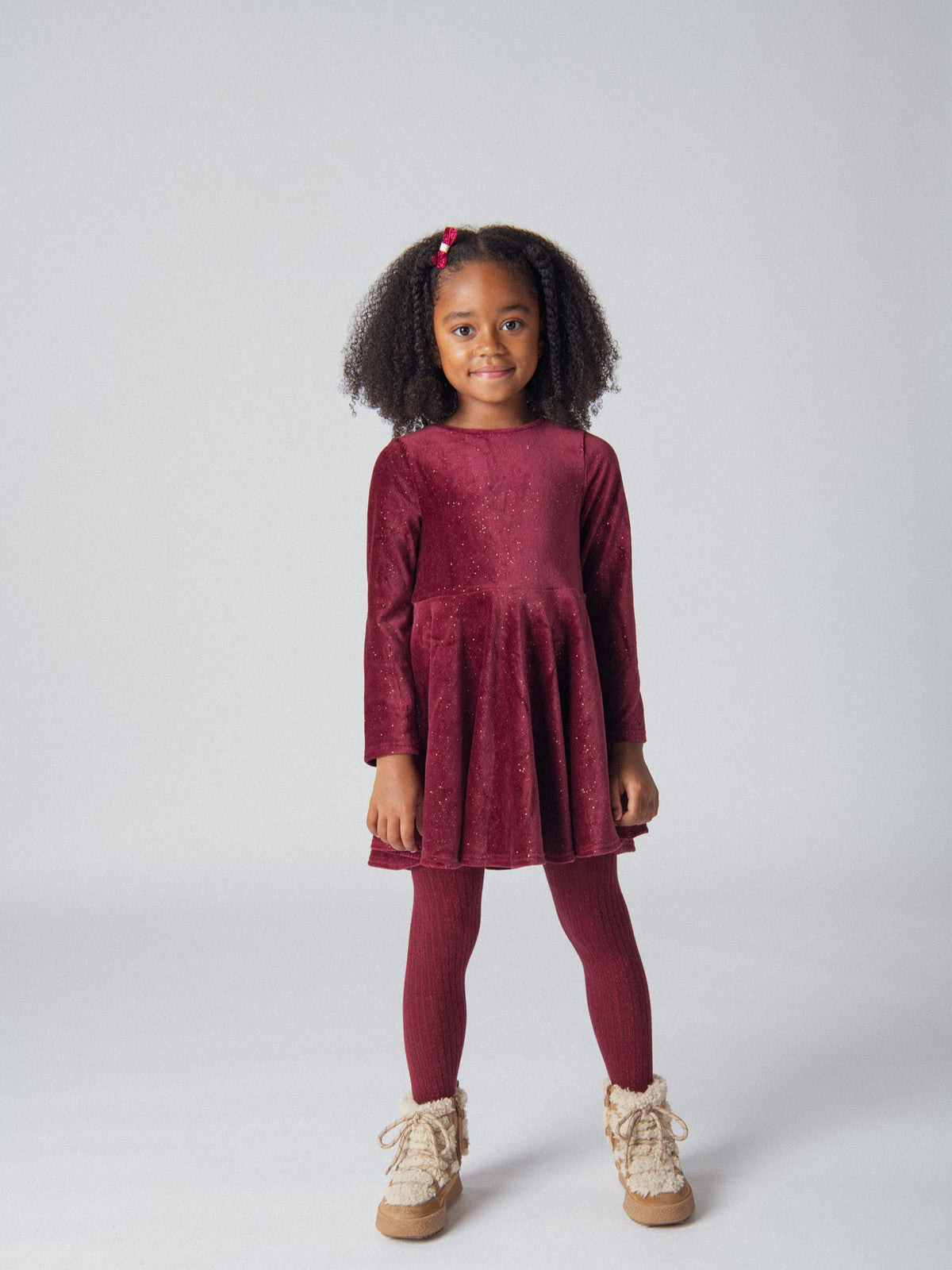 Vestido Roxo de Mangas Longas com Brilhos para Meninas