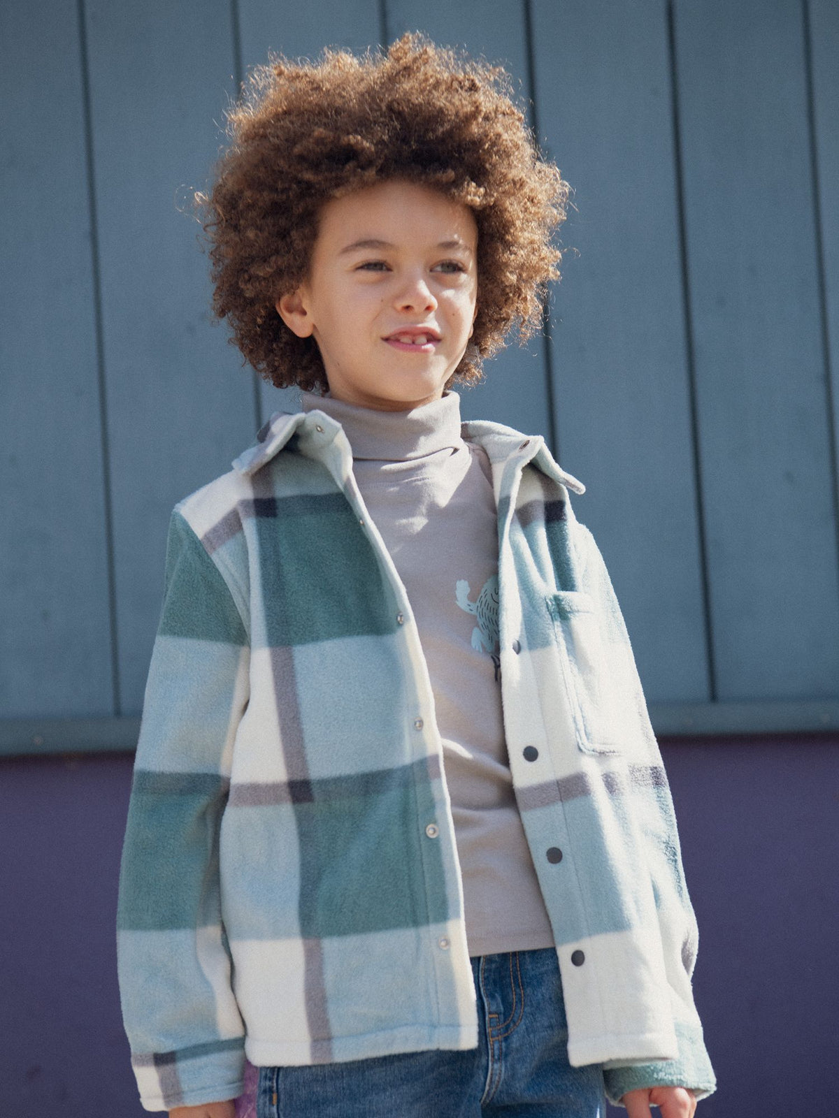 Camisa em fleece xadrez para meninos