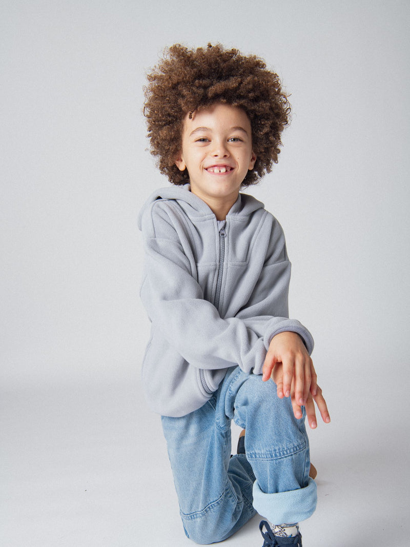 Jeans forrado a micropolar com inserções para menino