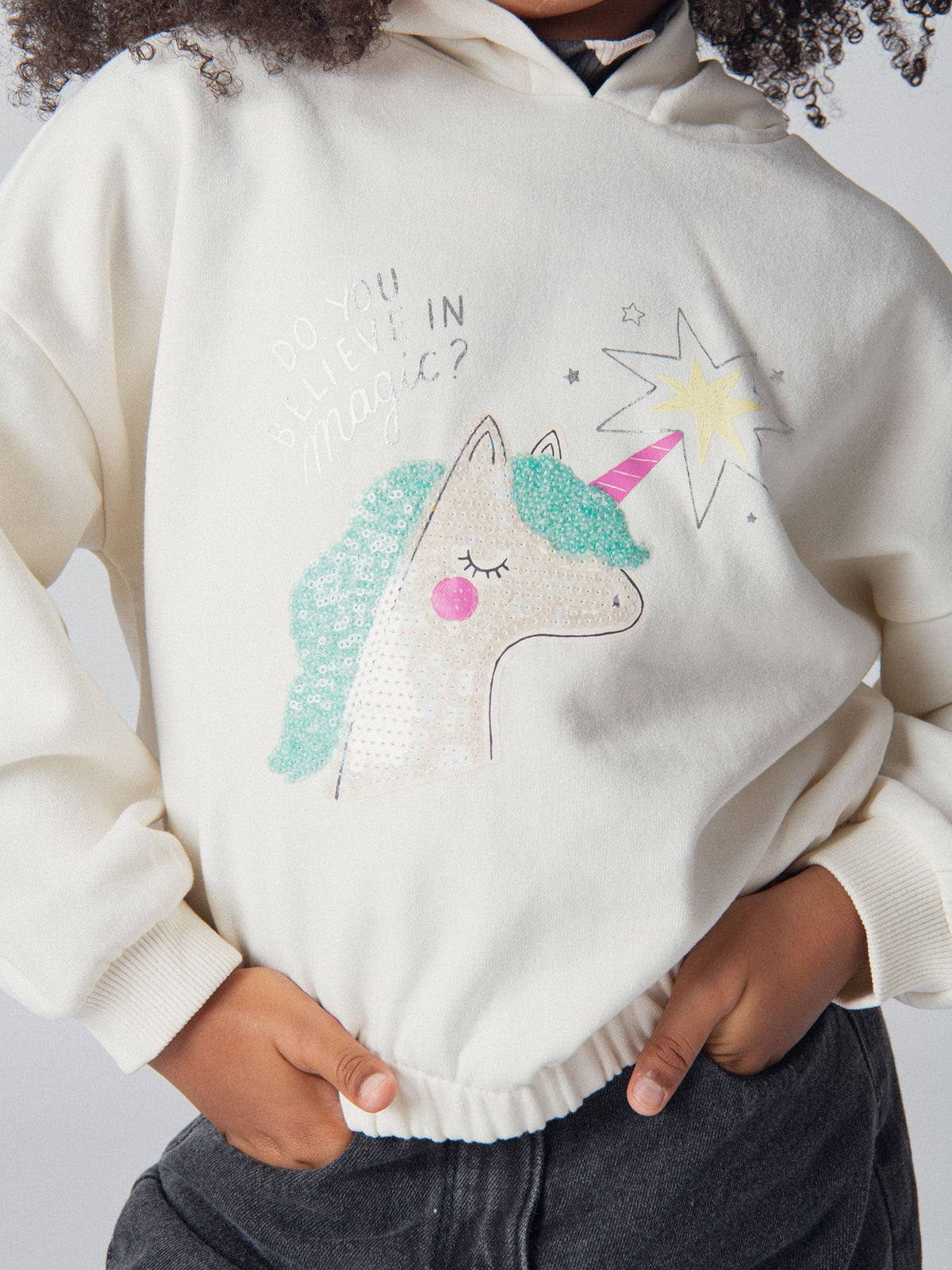Sweatshirt com capuz de animação de unicórnio para meninas