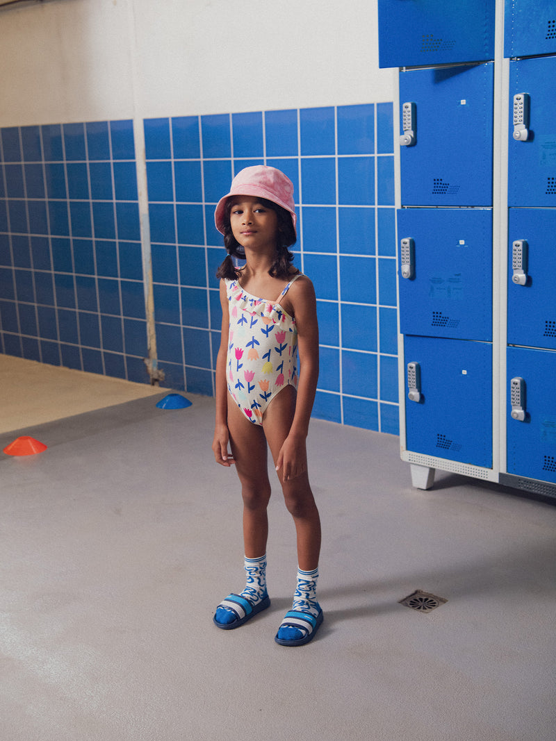 Fato de banho de uma peça impresso com tulipas para meninas