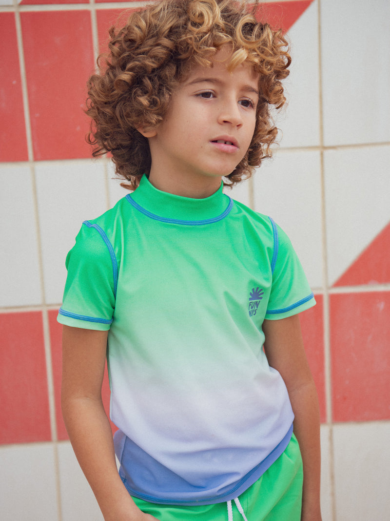 Camiseta de natação UPF 50+ bicolor tie&dye para rapazes