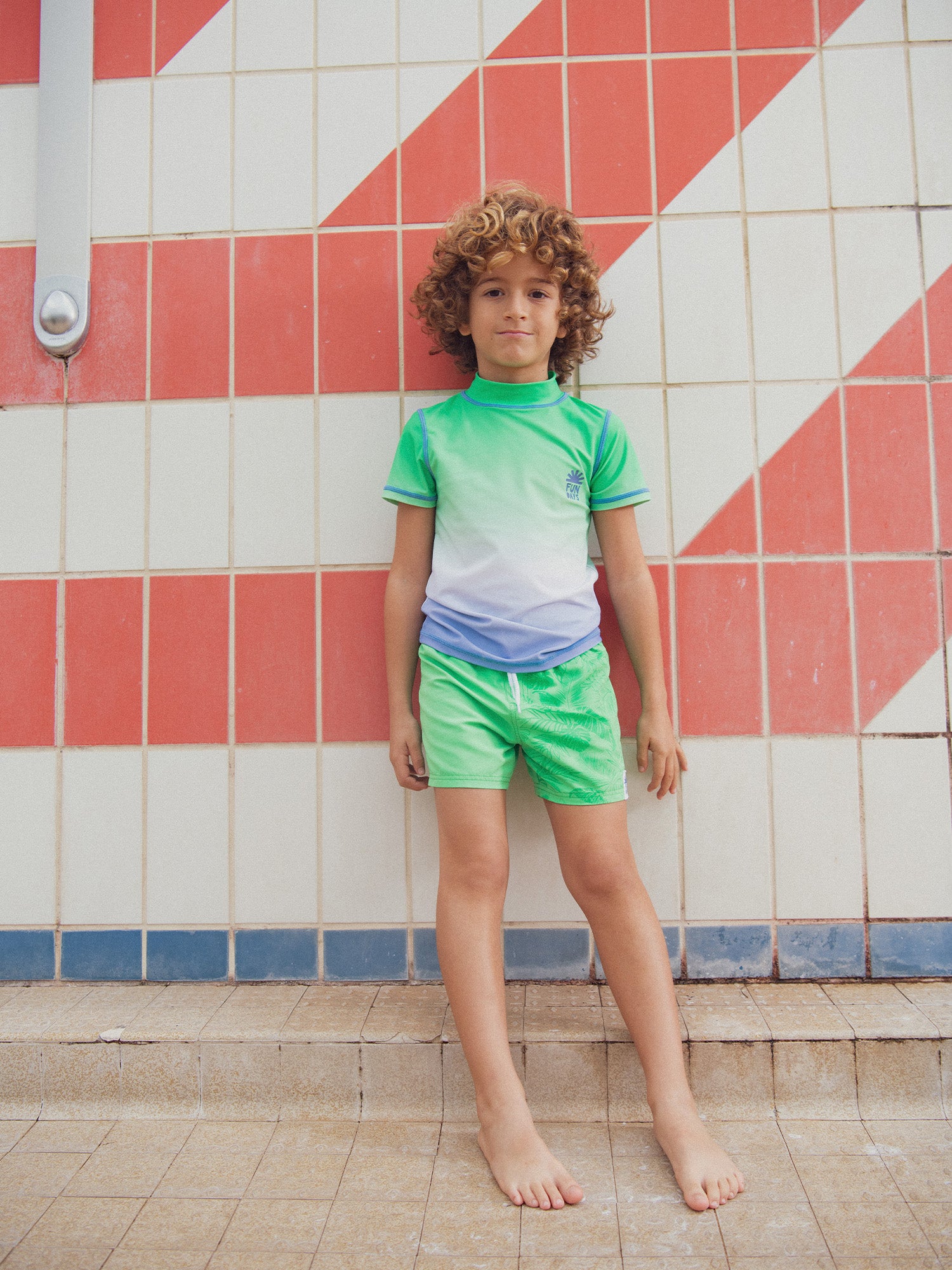 Camiseta de natação UPF 50+ bicolor tie&dye para rapazes