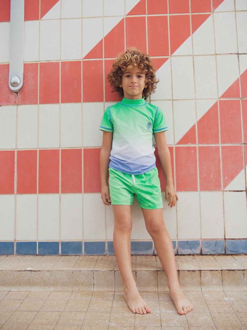 Camiseta de natação UPF 50+ bicolor tie&dye para rapazes