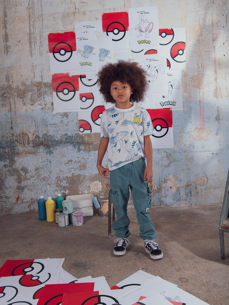 T-shirt branca com estampa de Pokémon Lugia