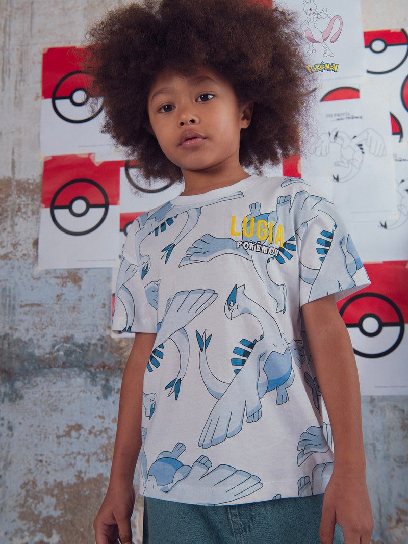 T-shirt branca com estampa de Pokémon Lugia