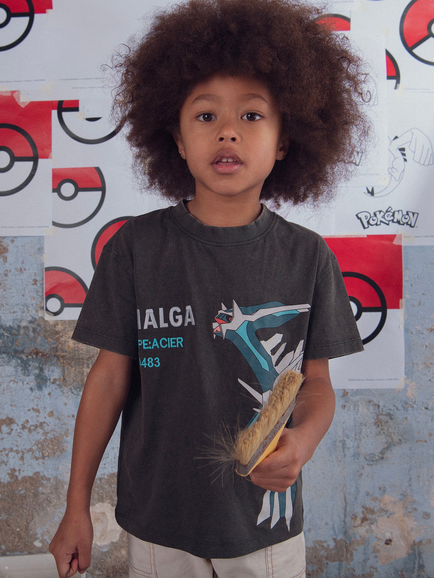 T-shirt gris animation Pokémon Dialga