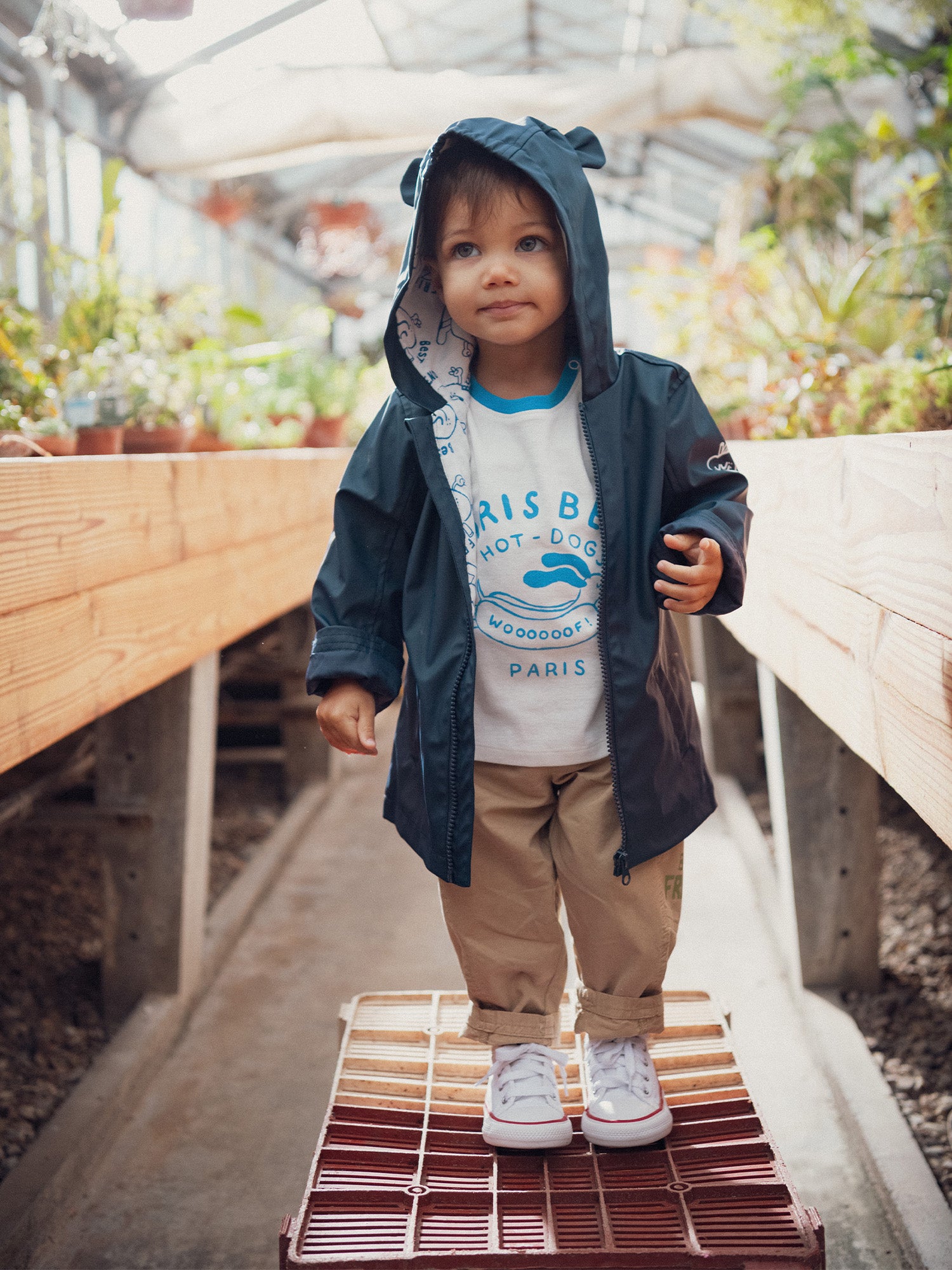 Imperméable bleu nuit à petites oreilles pour bébé garçon