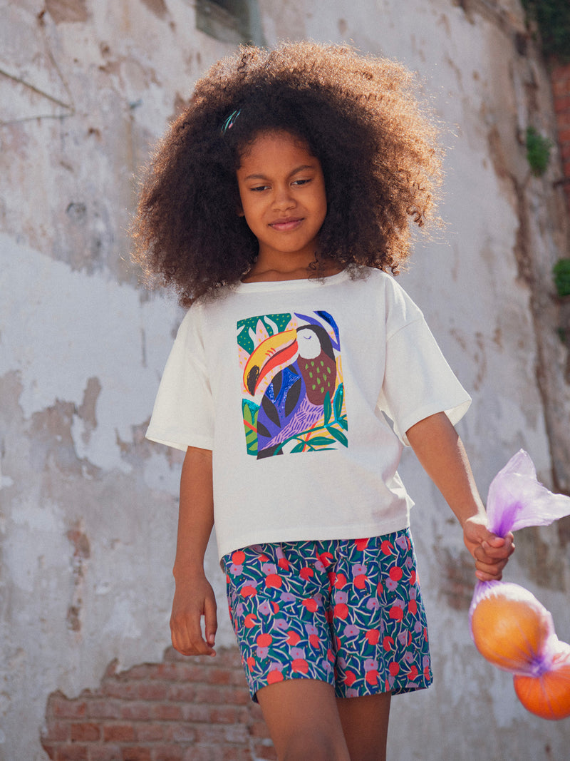 T-shirt ecru com animação de tucano para meninas