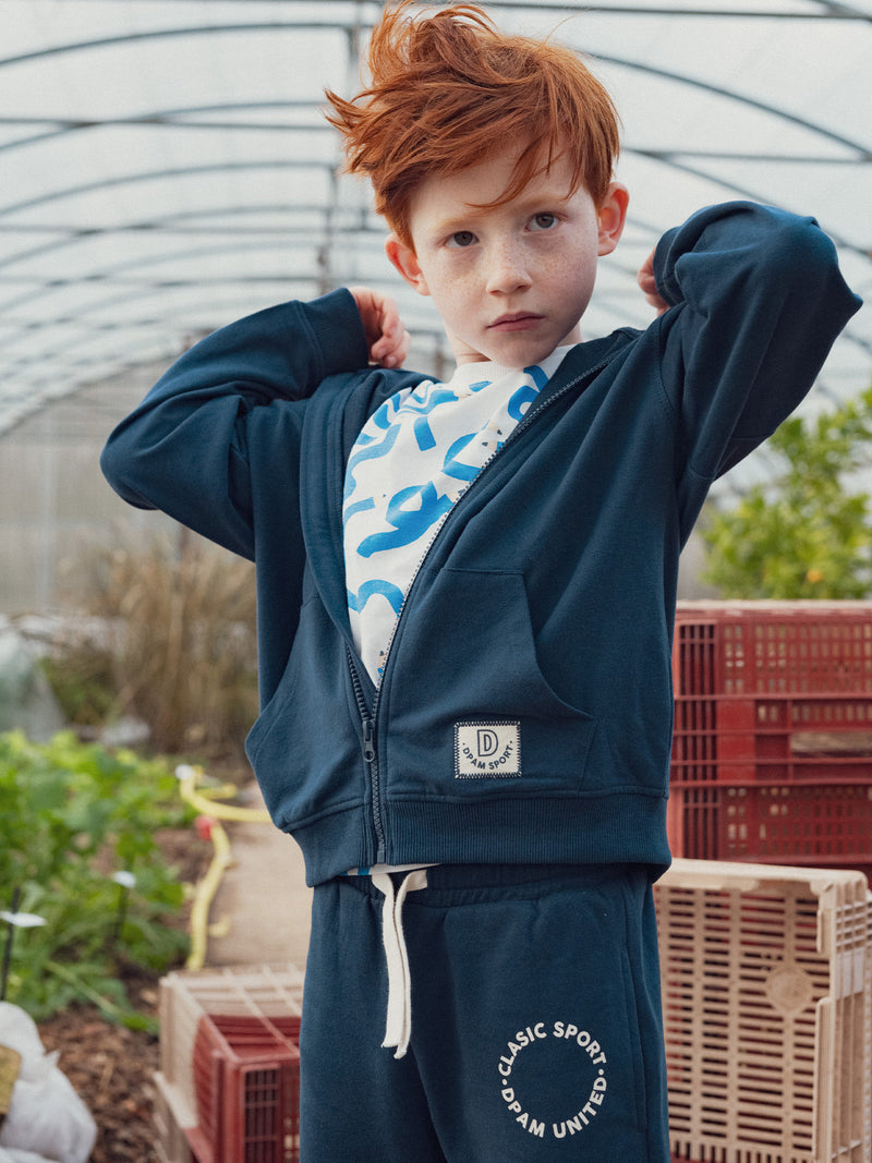 Superior de jogging azul escuro com capuz para meninos