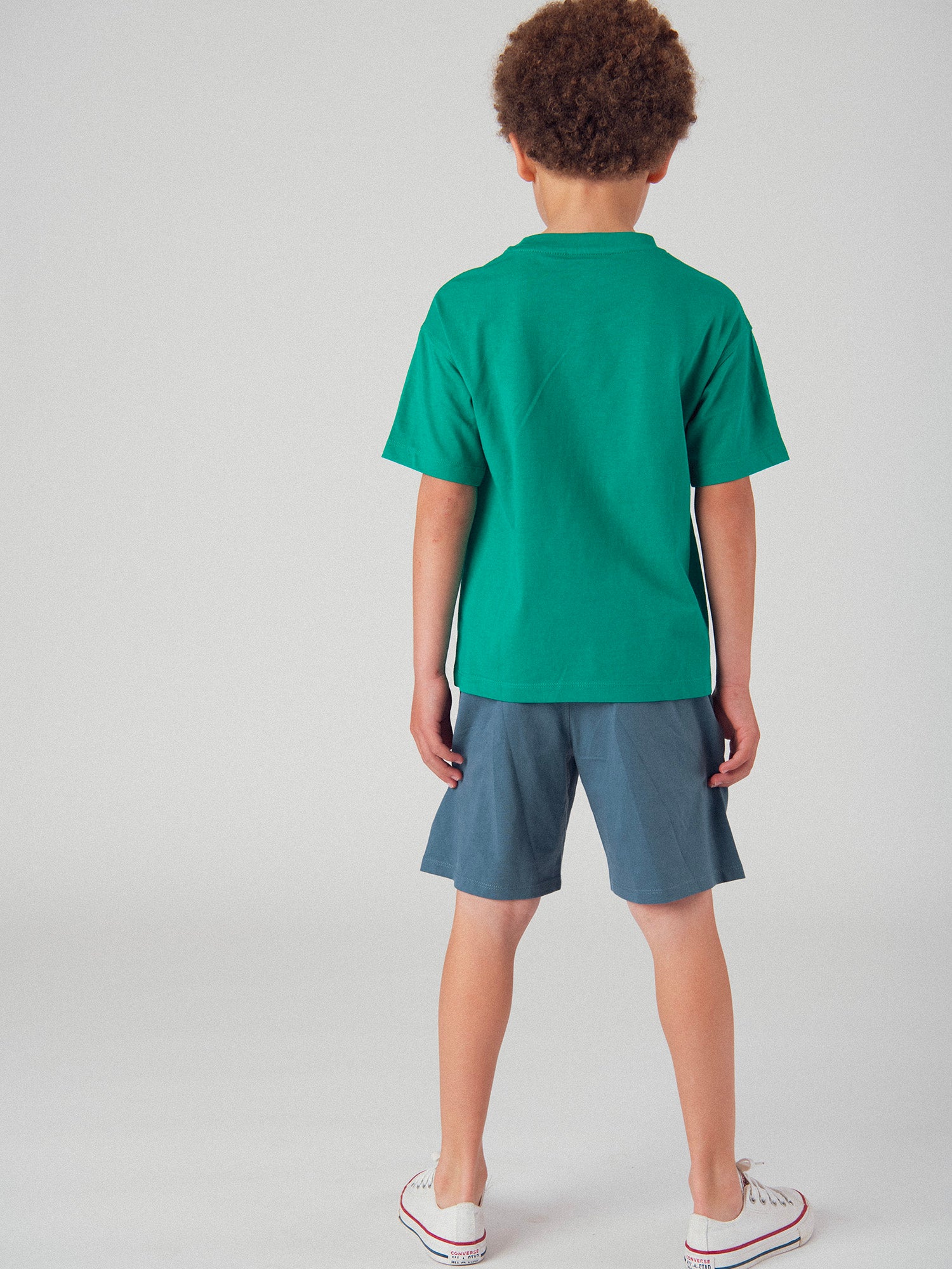 Ensemble t-shirt vert et short  bleu foncé avec animation pour garçon