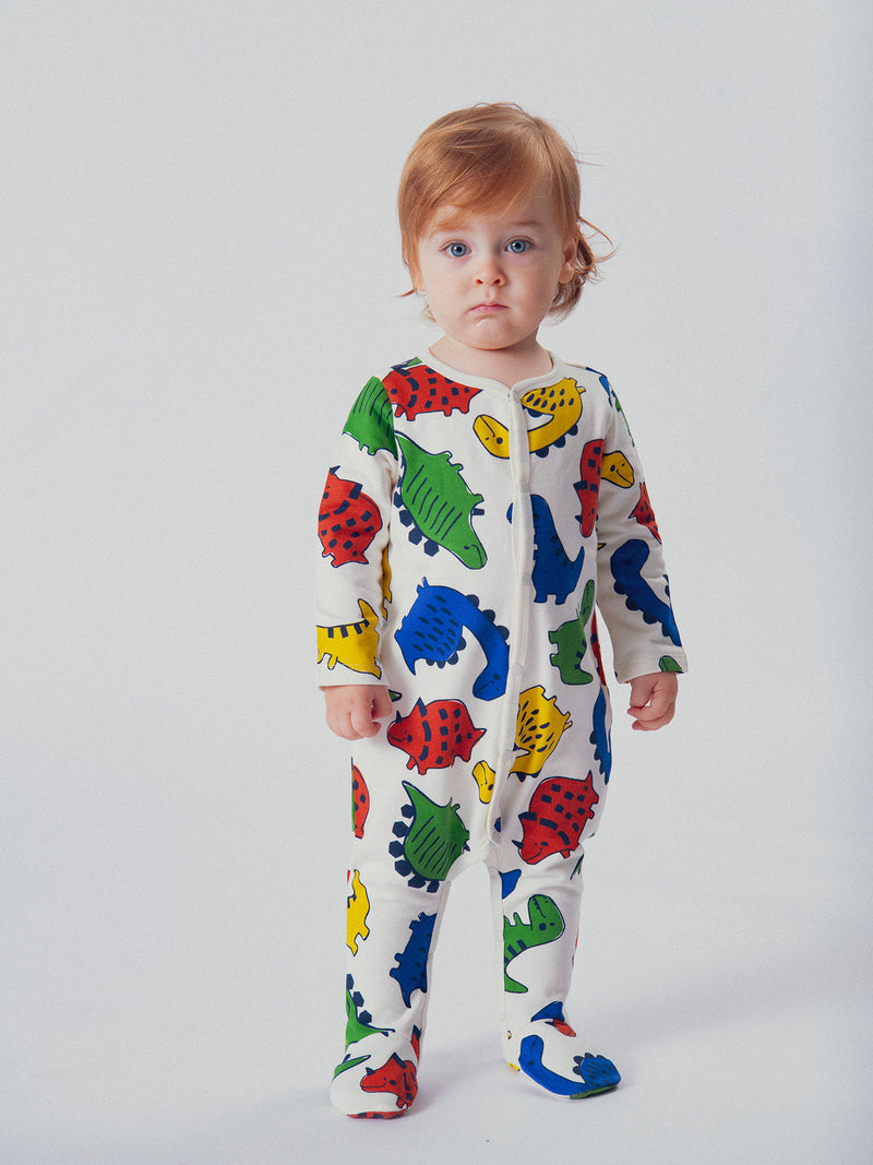Macacão ecru com estampagem de dinossauros para bebé menino
