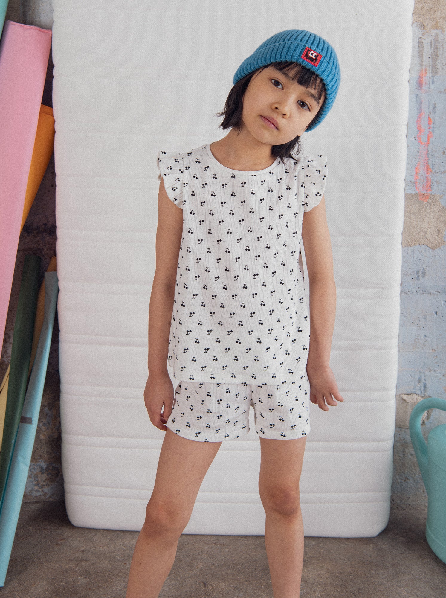 Pijama curto estampado "CERISE" para rapariga