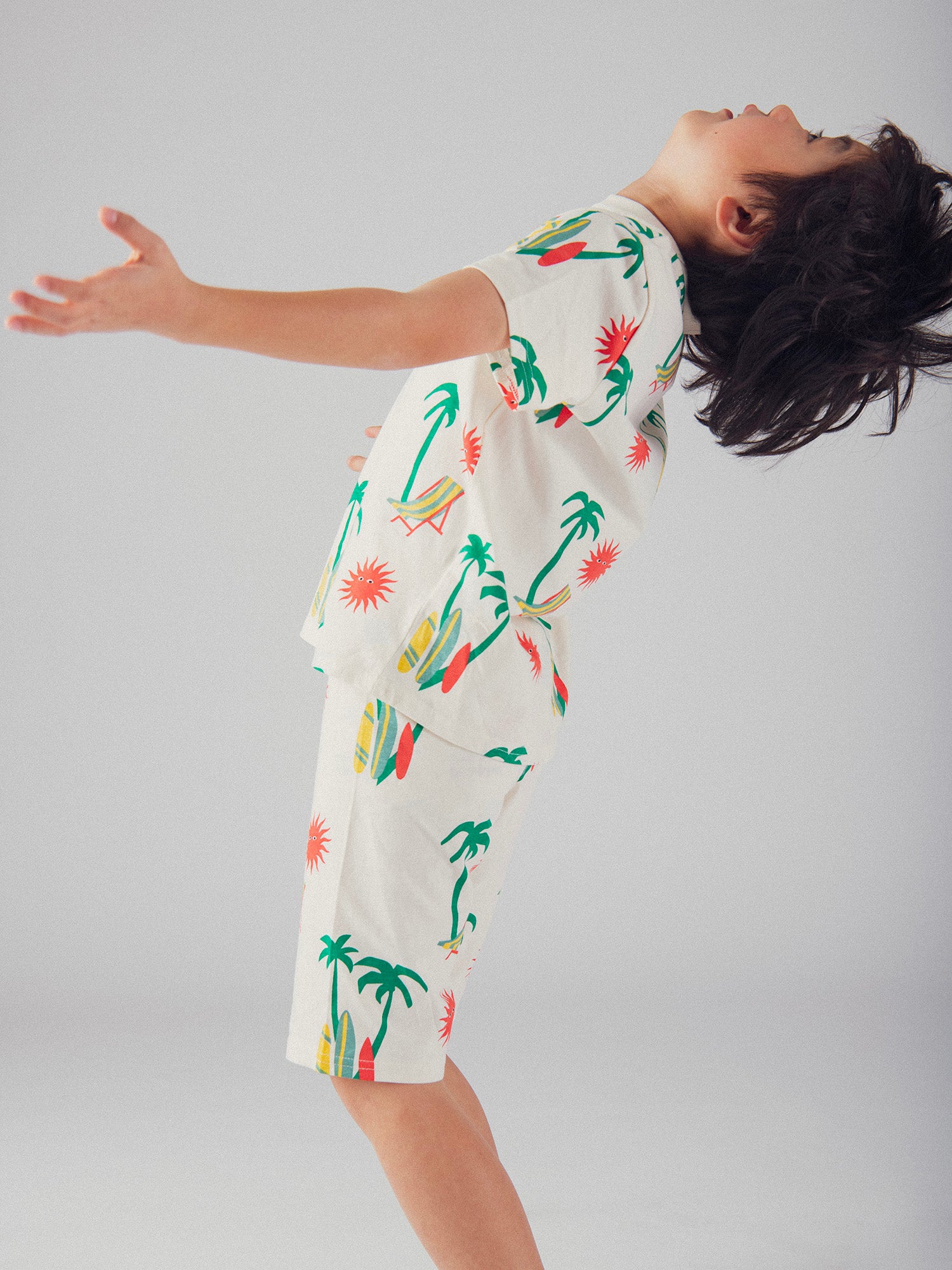 Pijama Curto Impresso "Praia Tropical" para Meninos