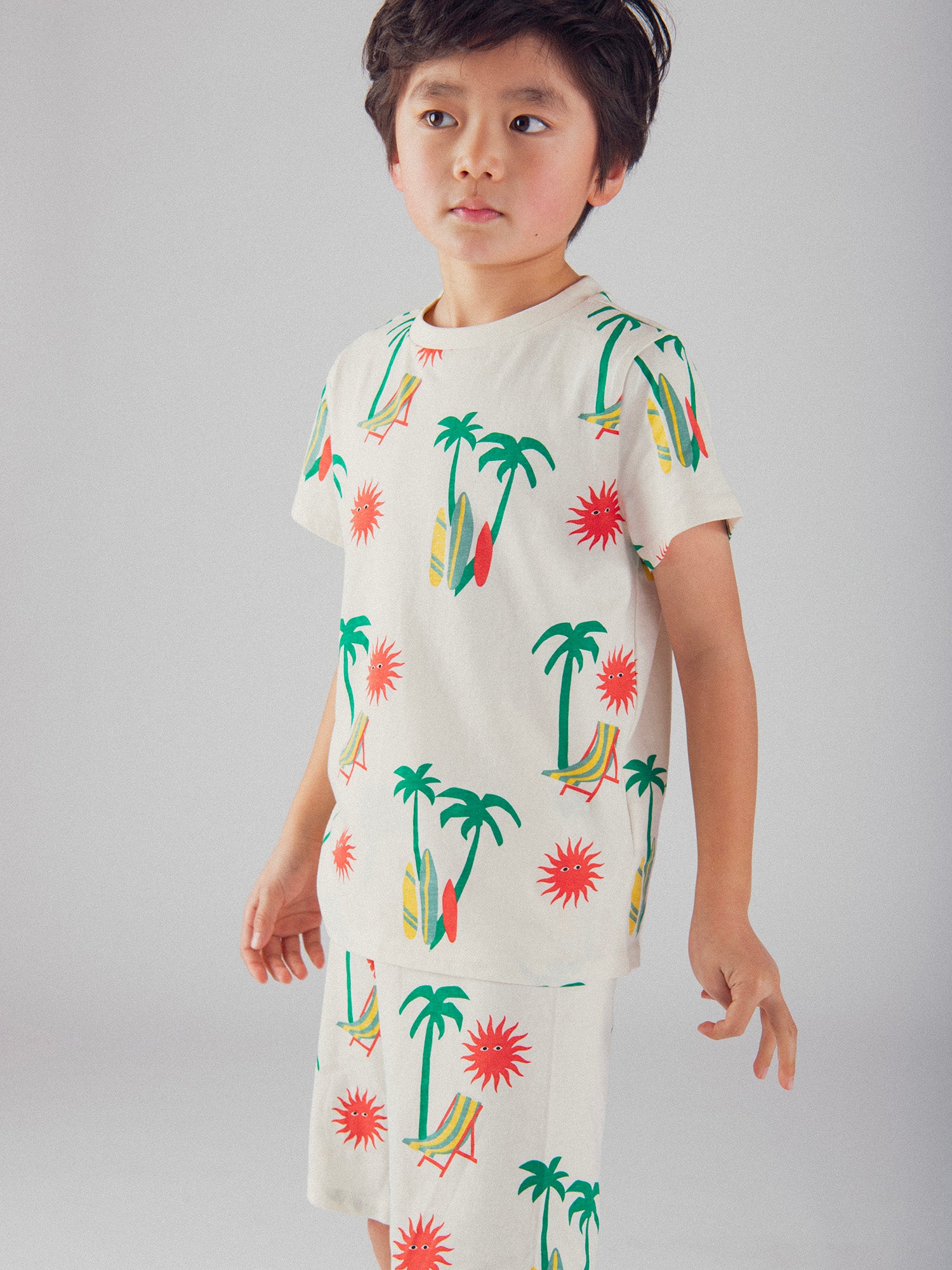 Pijama Curto Impresso "Praia Tropical" para Meninos