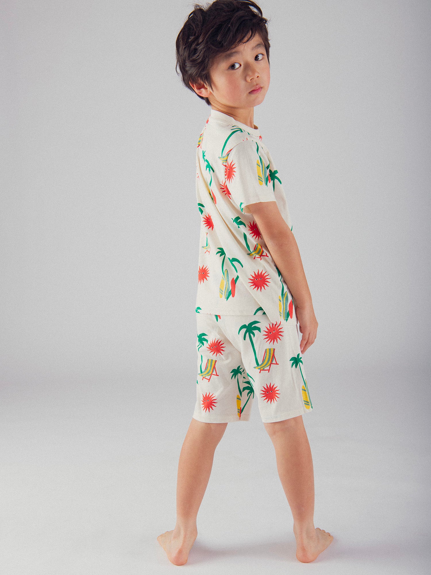 Pijama Curto Impresso "Praia Tropical" para Meninos