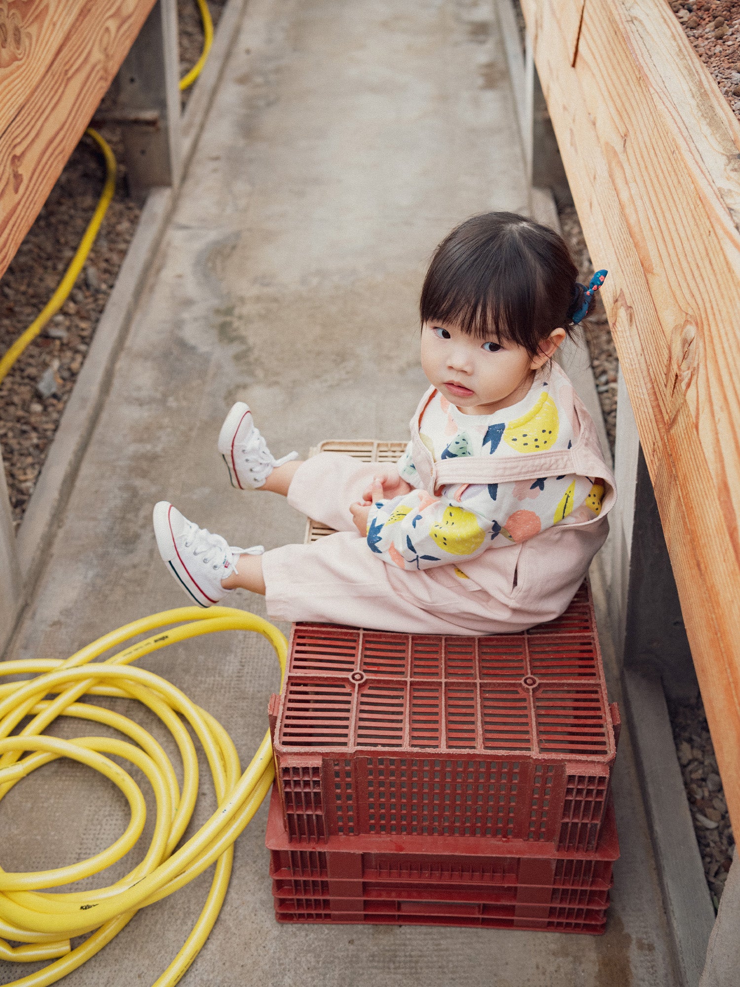 Salopete rosa vintage com bordado de lima para bebés meninas